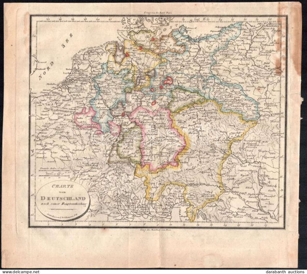 Charte Von Deutschland Nach Seiner Haupteintheilung (Gestochen Von I. N. Champion). Német államok Térképe. XIX. Sz. Első - Otros & Sin Clasificación