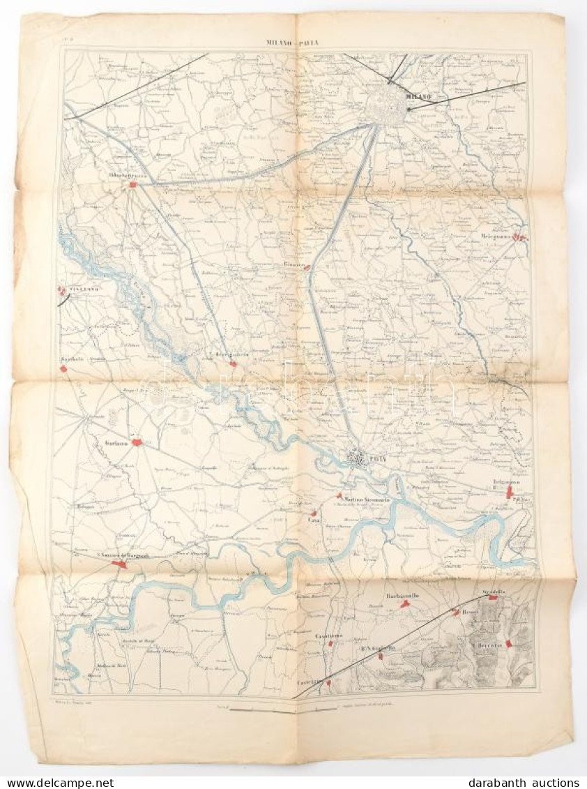 Cca 1910 Milano-Pavia Környékének Térképe. / Map Of Milano Pavia 42x57 Cm - Autres & Non Classés