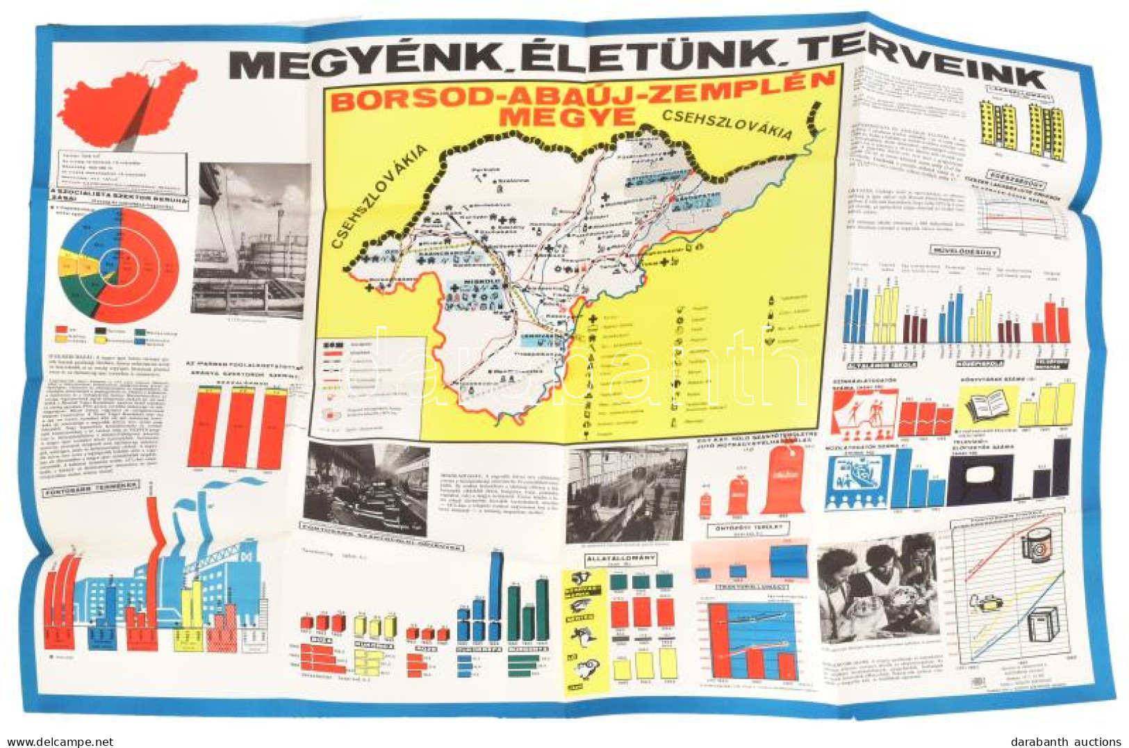 1971 Megyénk, életünk, Terveink - Borsod-Abaúj-Zemplén Megye. Nagyméretű Térkép, Gazdasági és Társadalmi Adatokkal, Stat - Other & Unclassified