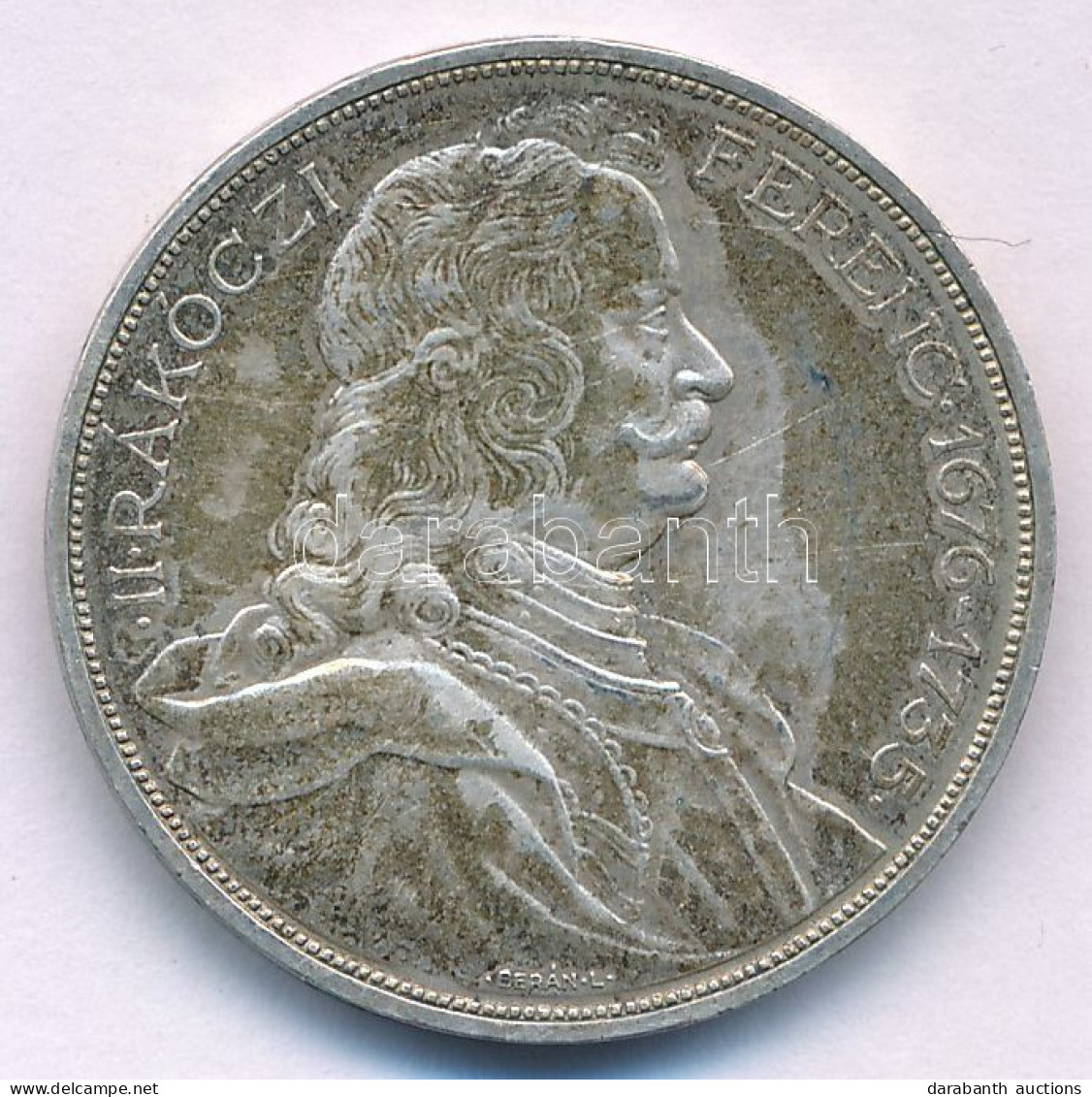 1935. 2P Ag "Rákóczi" T:AU,XF Patina Adamo P7.2 - Sin Clasificación