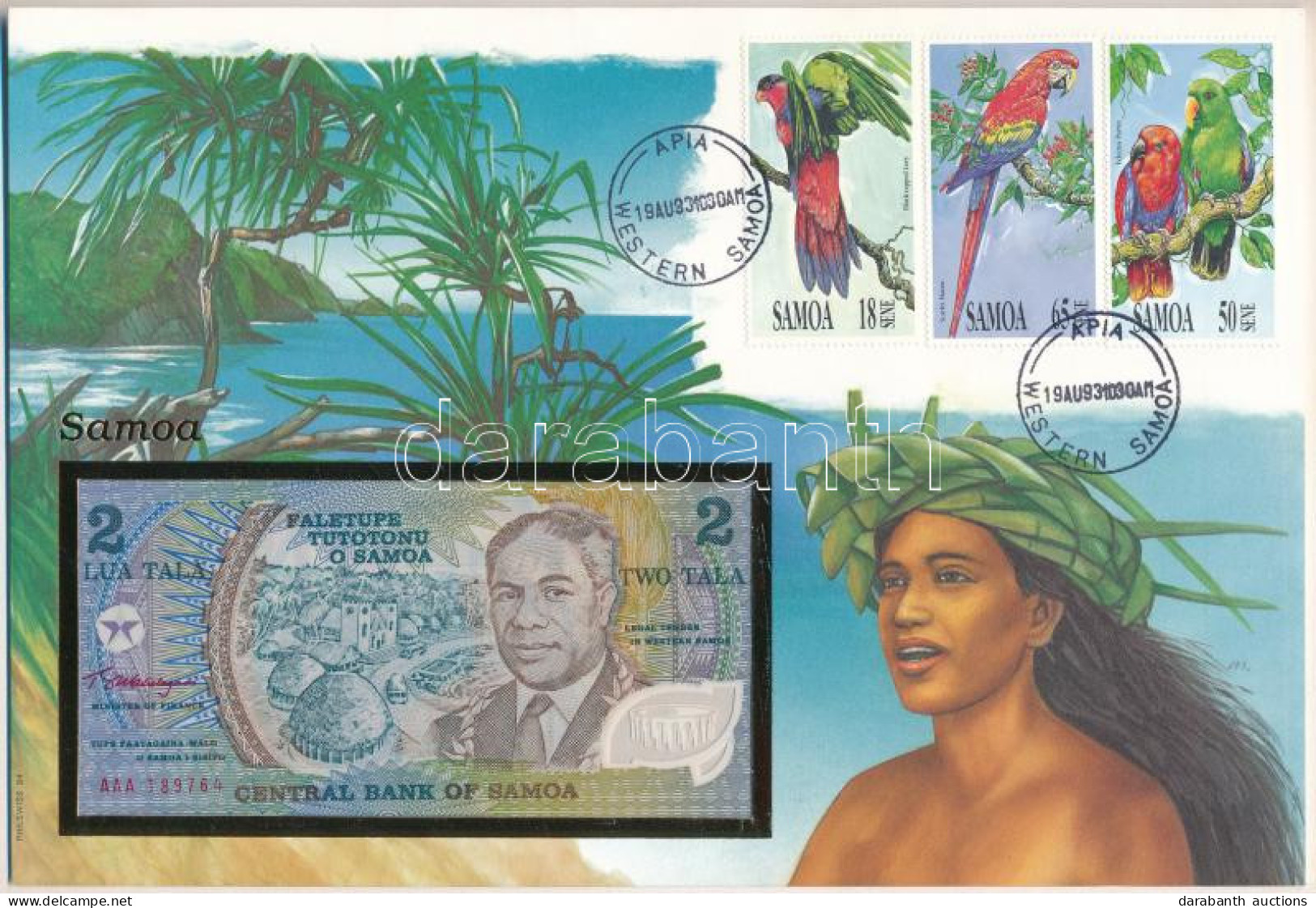 Szamoa 1990. 2T Felbélyegzett Borítékban, Bélyegzéssel T:UNC  Samoa 1990. 2 Tala In Envelope With Stamp And Cancellation - Zonder Classificatie