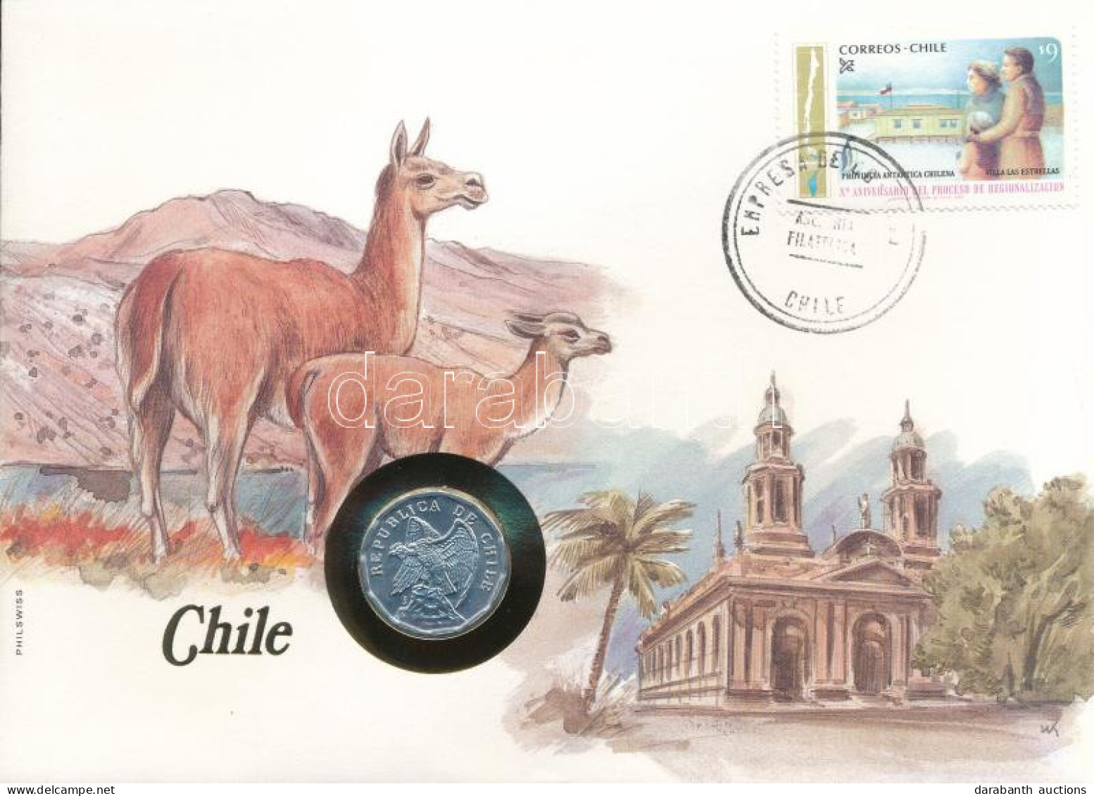 Chile 1979. 10c Al Felbélyegzett Borítékban, Bélyegzéssel, Német Nyelvű Leírással T:UNC Chile 1979. 10 Centavos Al In En - Non Classificati