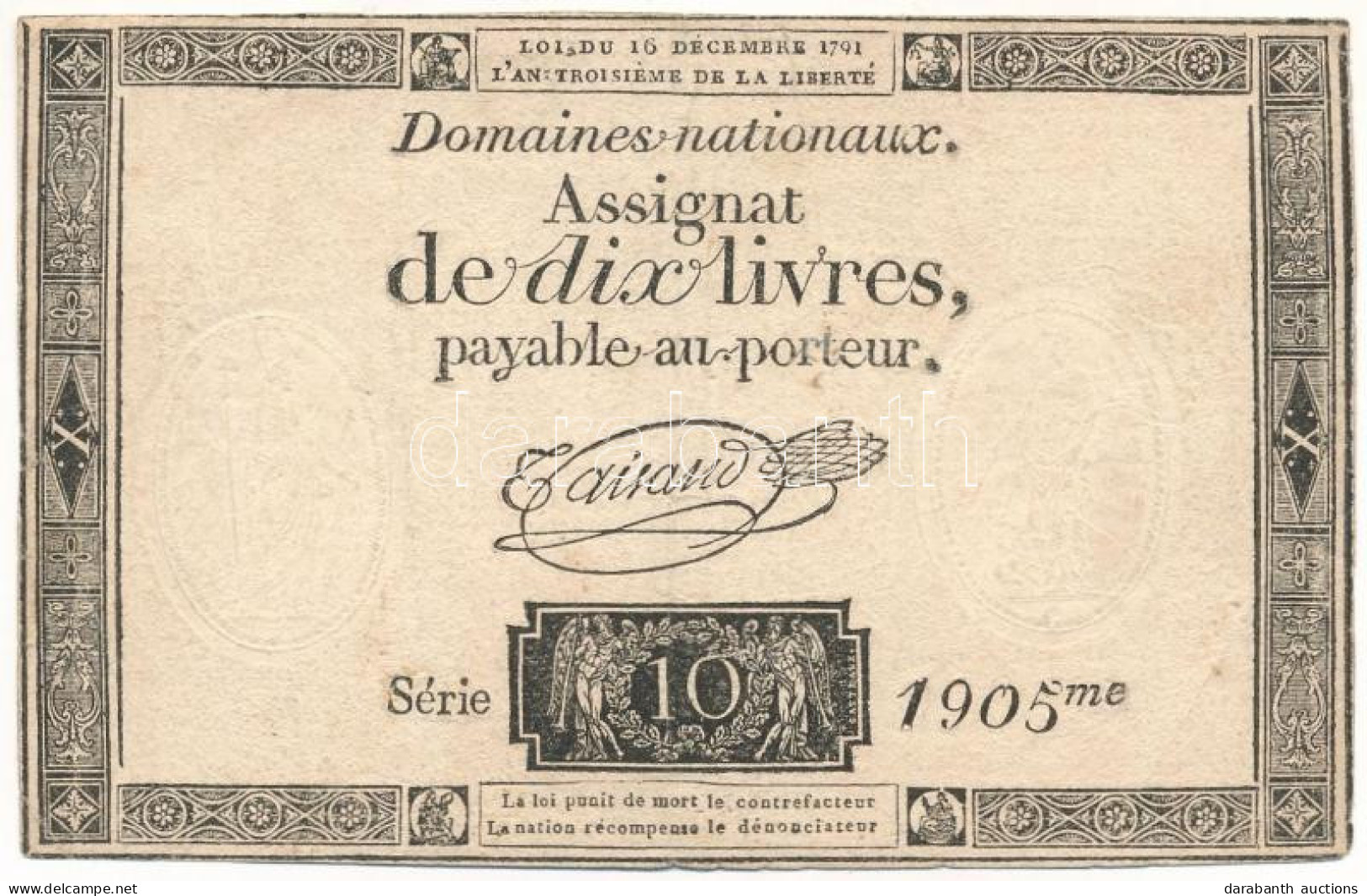 Franciaország 1791. 5L "Assignata" T:F  France 1791. 5 Livres "Assignata" C:F  Krause P#A49 - Non Classificati