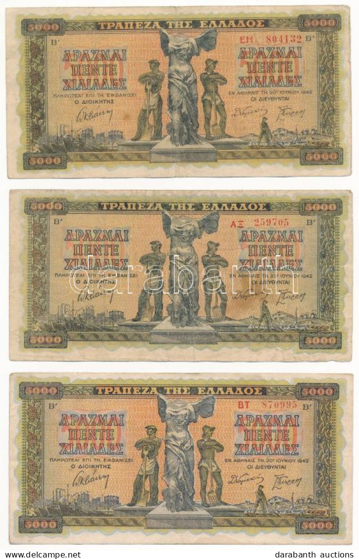 Görögország 1942. 5000D (5x) T:III Greece 1942. 5000 Drachmai (5x) C:F  Krause 119.a - Unclassified