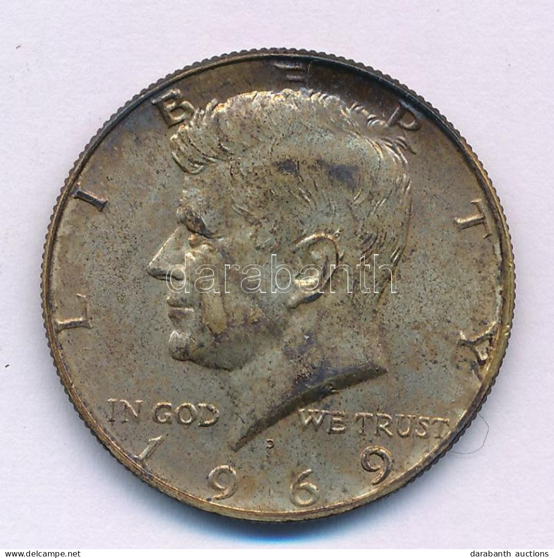 Amerikai Egyesült Államok 1969D 1/2$ Ag "Kennedy" T:AU,XF Patina USA 1969D 1/2 Dollar Ag "Kennedy" C:AU,XF Patina Krause - Sin Clasificación