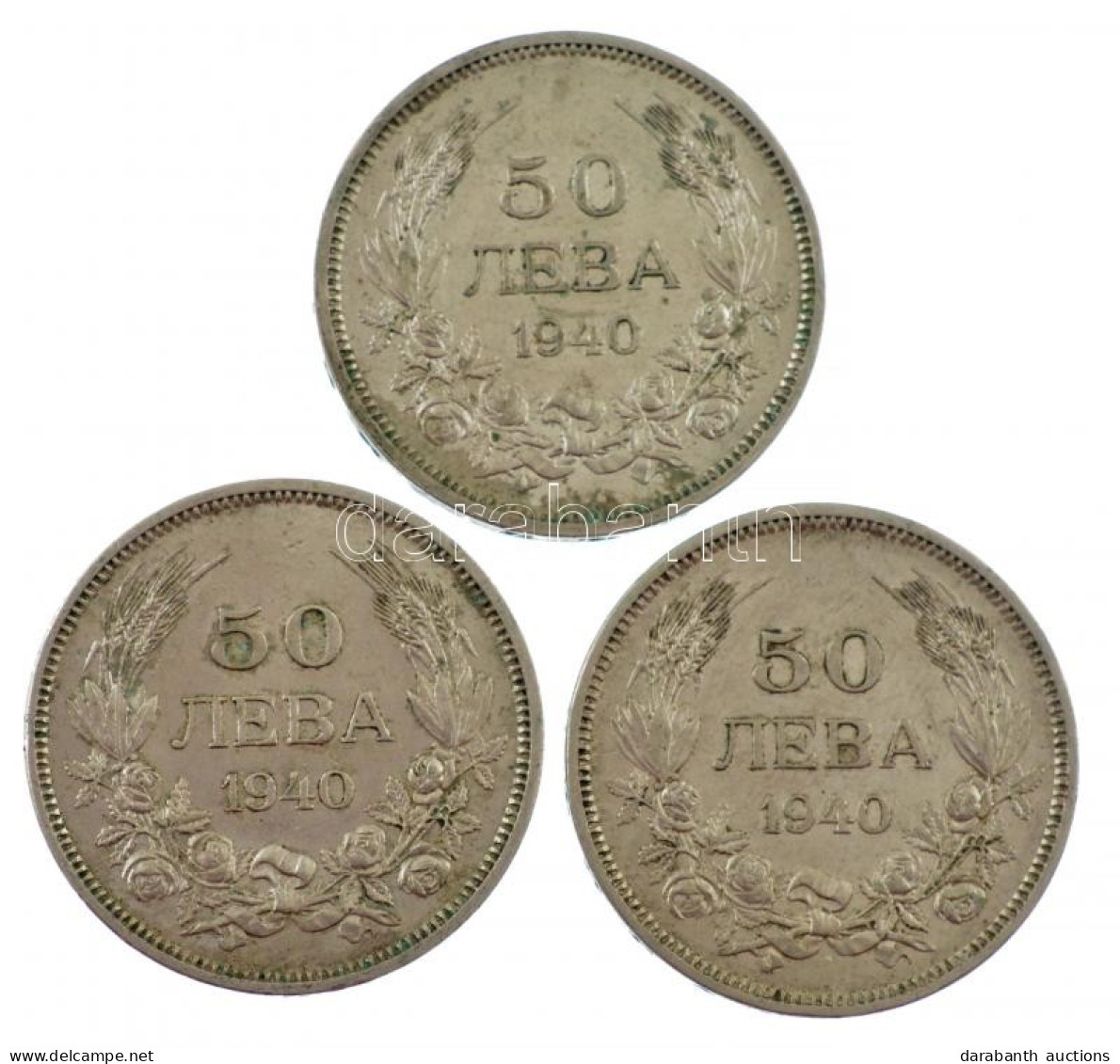 Bulgária 1940. 50L Cu-Ni "III. Borisz" (3x) T:2 Bulgaria 1940. 50 Leva Cu-Ni "Boris III" (3x) C:XF Krause KM#48 - Non Classés