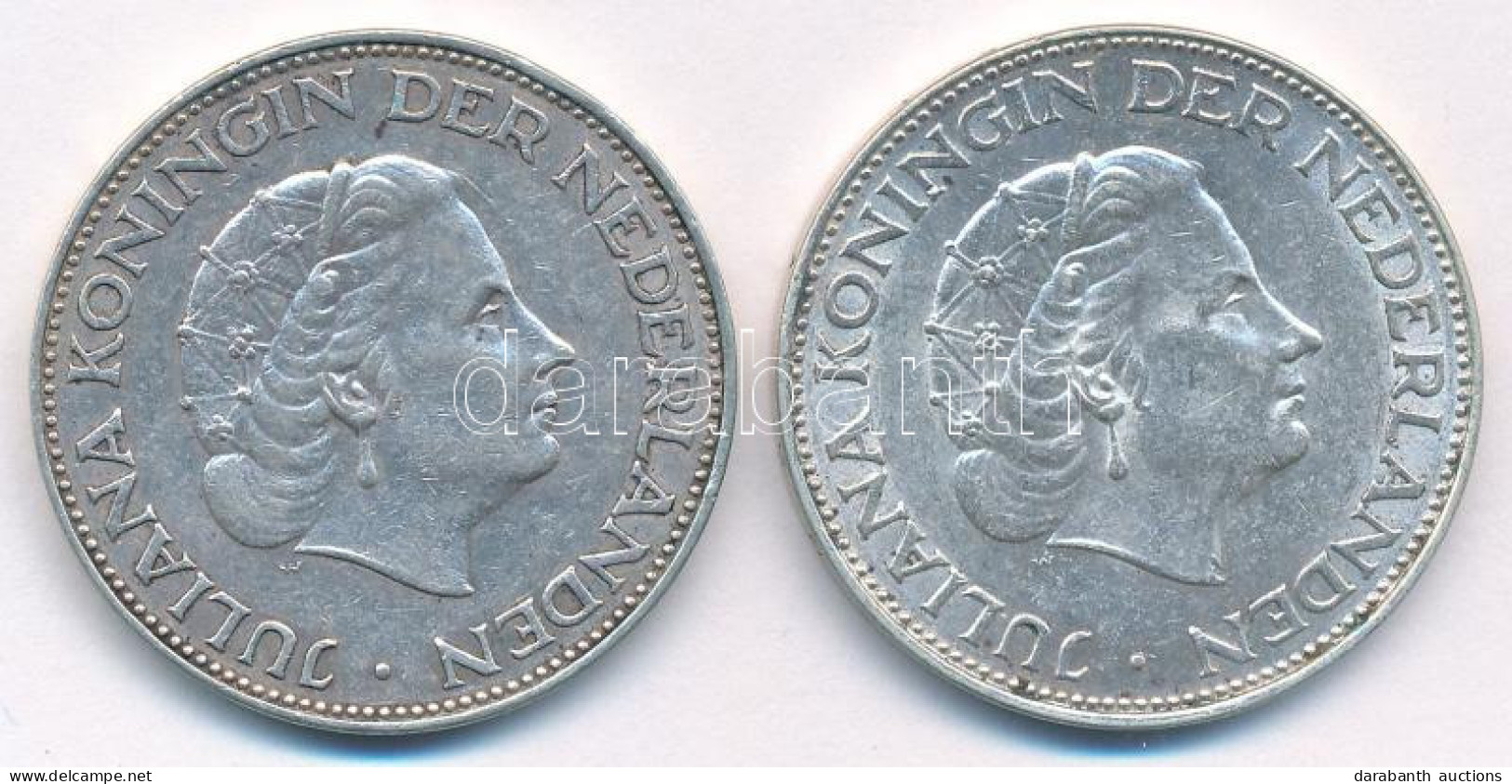 Hollandia 1961-1962. 2 1/2G Ag "Julianna" (2xklf) T:XF Patina Netherlands 1961-1962. 2 1/2 Gulden Ag "Juliana" (2xdiff)  - Unclassified