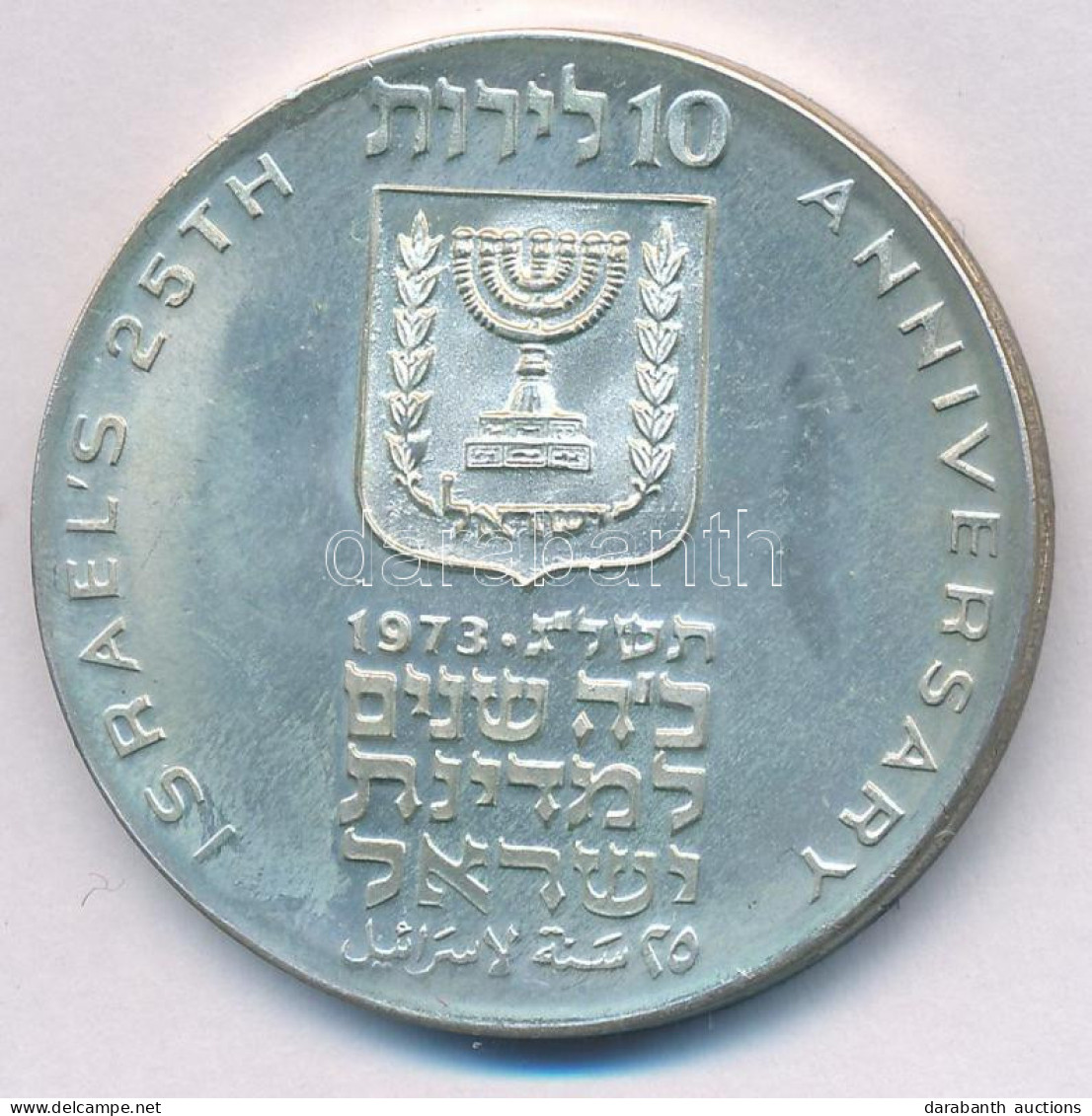 Izrael 1973. 10L Ag "A Függetlenség 25. évfordulója" Forgalomba Nem Került Emlékkiadás Dísztokban, Tanúsítvánnyal T:PP P - Ohne Zuordnung