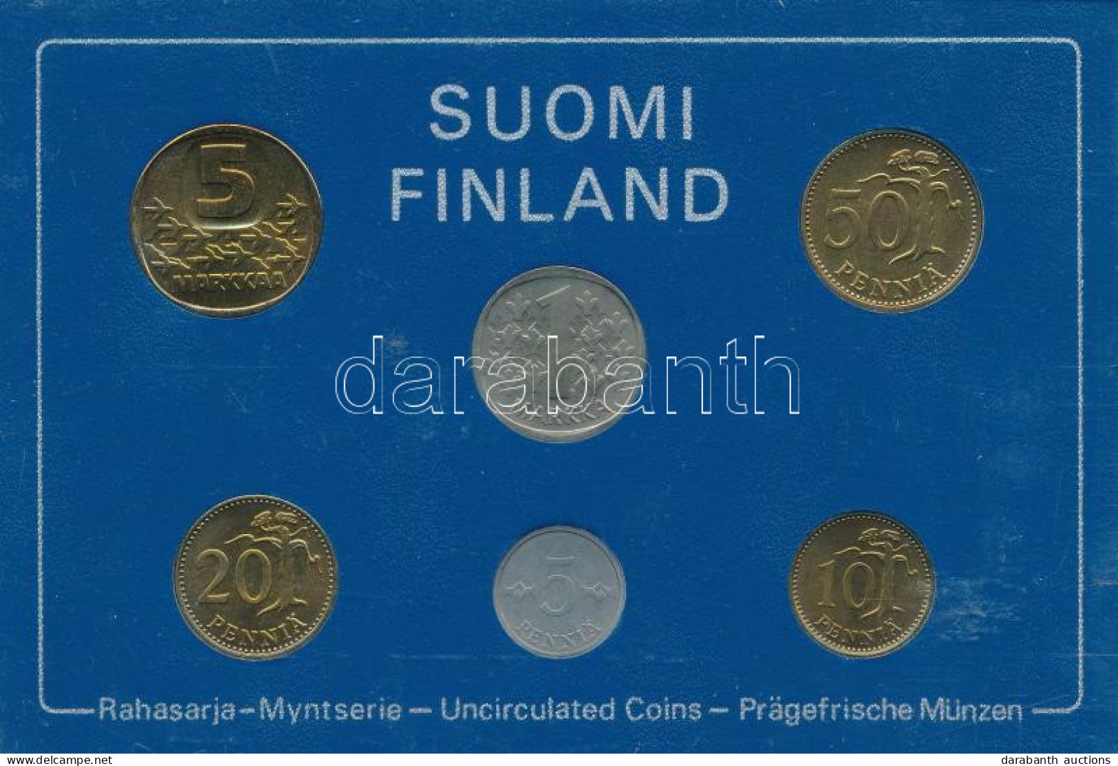 Finnország 1980. 5p-5M (6xklf) Forgalmi Sor Plasztik Tokban T:UNC  Finland 1980. 5 Pennia - 5 Markka (6xdiff) Coin Set I - Zonder Classificatie