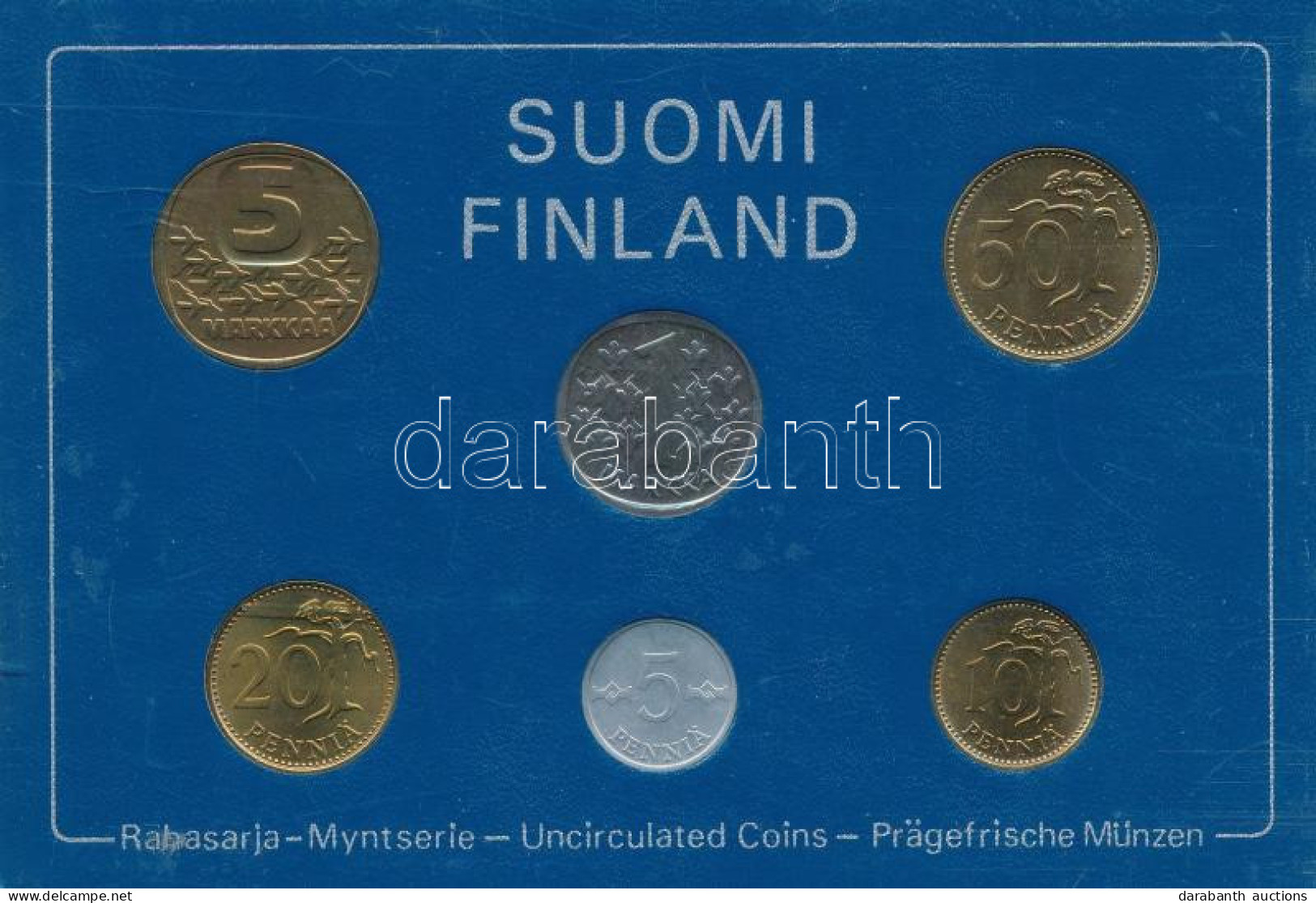 Finnország 1981. 5p-5M (6xklf) Forgalmi Sor Plasztik Tokban T:UNC  Finland 1981. 5 Pennia - 5 Markka (6xdiff) Coin Set I - Non Classificati