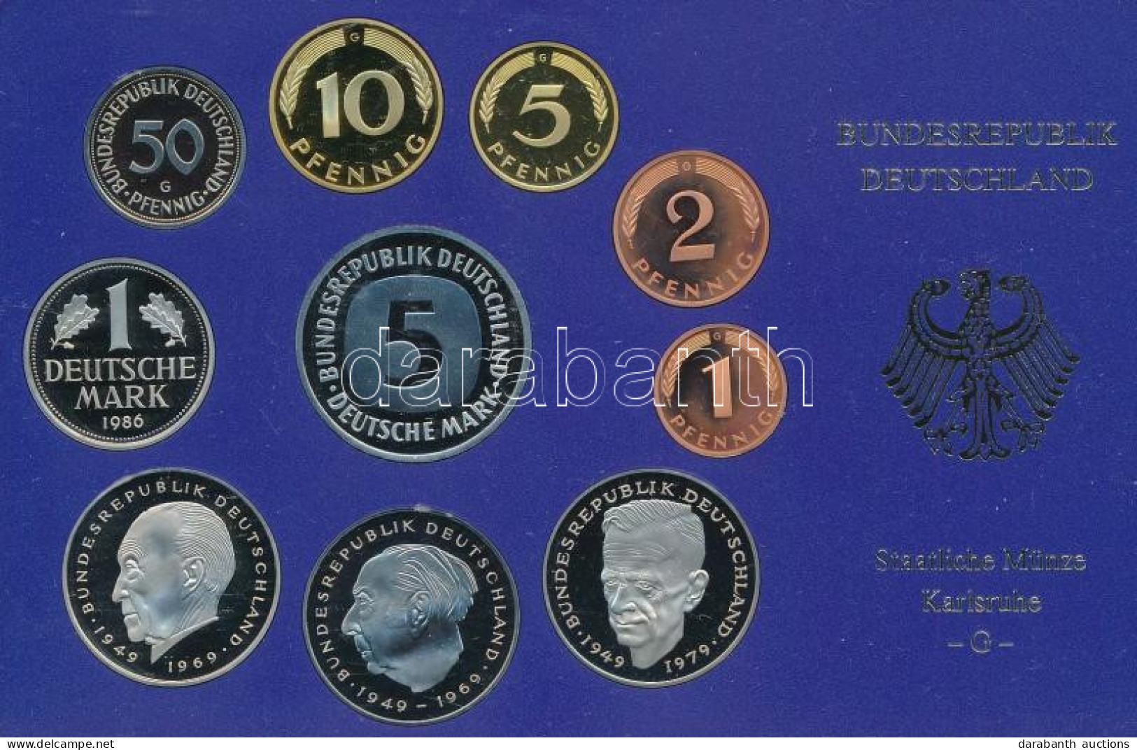 NSZK 1986G 1pf-5M (10xklf) Forgalmi Sor Műanyag Dísztokban T:PP FRG 1986G 1 Pfennig - 5 Mark (10xdiff) Coin Set In Plast - Ohne Zuordnung