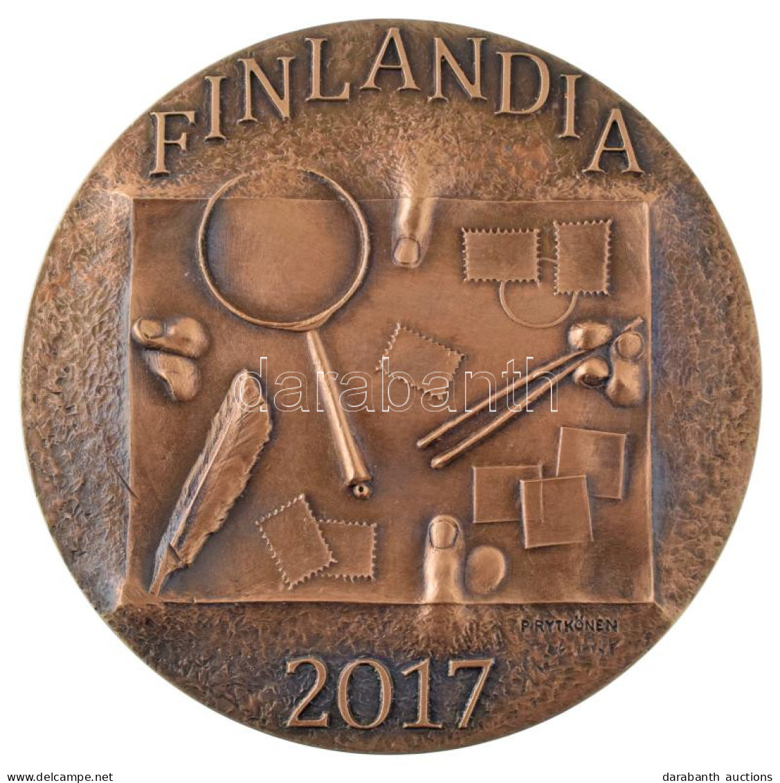 Finnország 2017. "Európai Bélyegkiállítás Finnország / Suomi Finnország 1917-2017" Bronz Emlékérem Angol Nyelvű Leírássa - Sin Clasificación