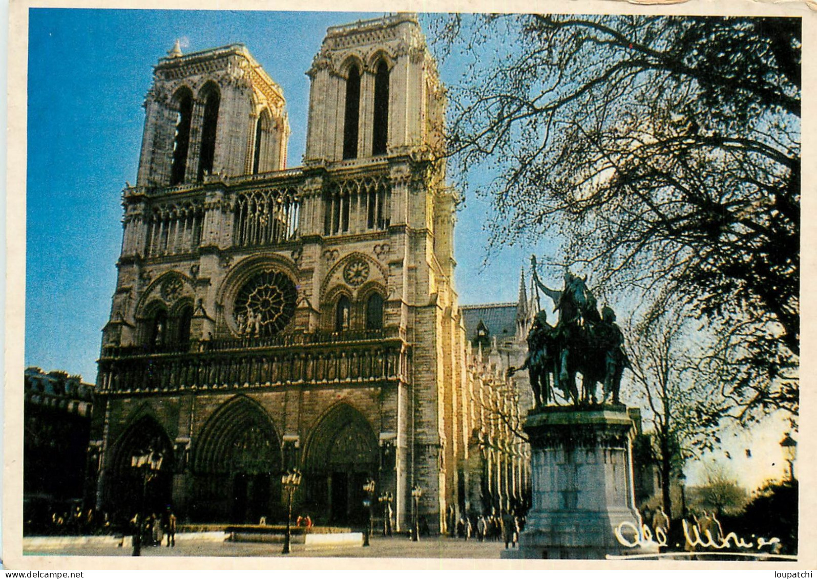 ALBERT MONIER PARIS La Cathédrale Notre Dame Et La Statue De Charlemagne - Monier