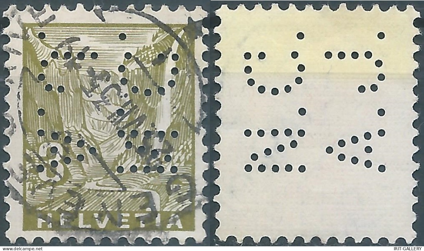 Svizzera-Switzerland-Schweiz-Suisse,HELVETIA,1934, 3(C) Obliterated In 1935 (PERFIN) - Perforés