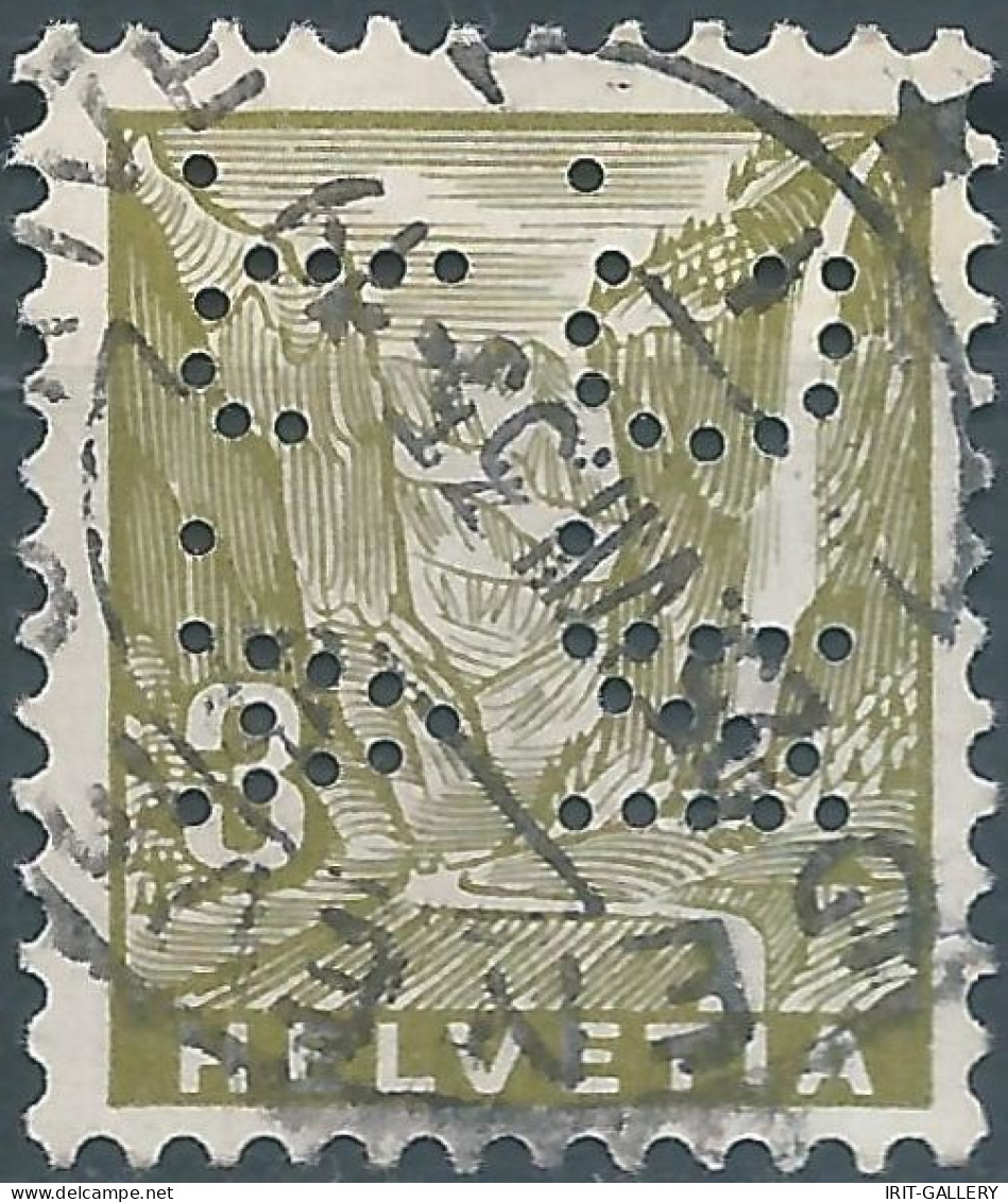Svizzera-Switzerland-Schweiz-Suisse,HELVETIA,1934, 3(C) Obliterated In 1935 (PERFIN) - Perfins