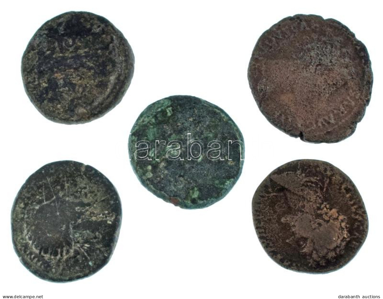 Római Birodalom 5db-os Bronz érmetétel, Benne As és Dupondius T:F,VG Roman Empire 5pcs Bronze Coin Lot, Within As And Du - Unclassified