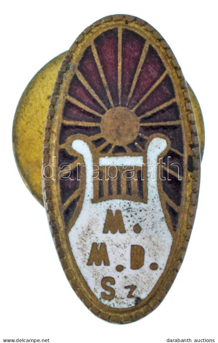 ~1930. "M.M.D.Sz. (Magyarországi Munkások Dalos Szövetsége)" Zománcozott Tombak Gomblyukjelvény (22x11mm) T:XF - Unclassified