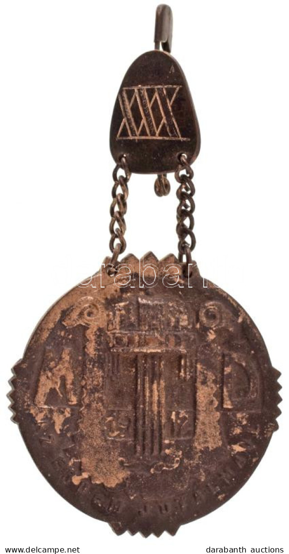 ~1942. "Magyar Dalos Szövetség 1912 - Az érdem Jutalmául - XXX" 30 év Után Járó Ezüstözött Bronz Jelvény (~66x39mm) T:XF - Non Classés