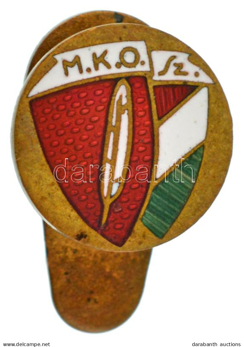 ~1947-1949. "M.K.O.Sz. (Magyar Költők Országos Szövetsége?)" Zománcozott Bronz Gomblyukjelvény (14mm) T:AU - Zonder Classificatie