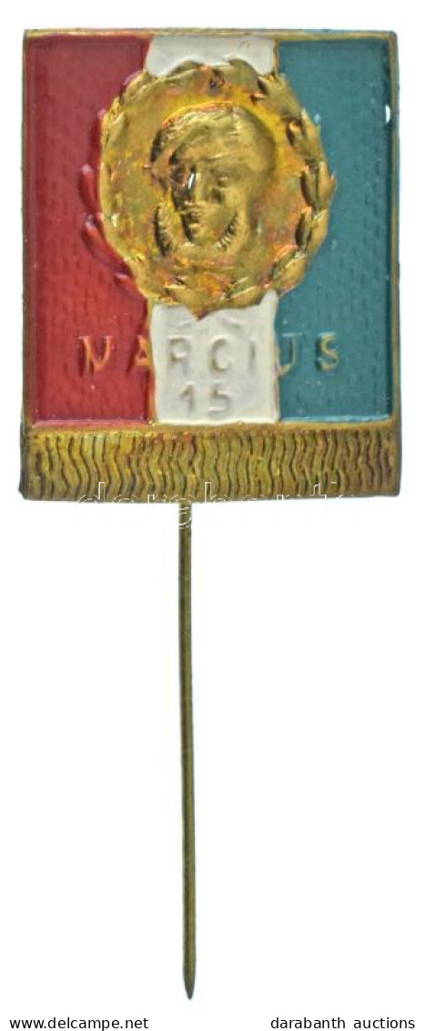 ~1948. "Március 15." Kossuth-ot ábrázoló Festett Bronz Jelvény (23x19mm) T:XF - Non Classés