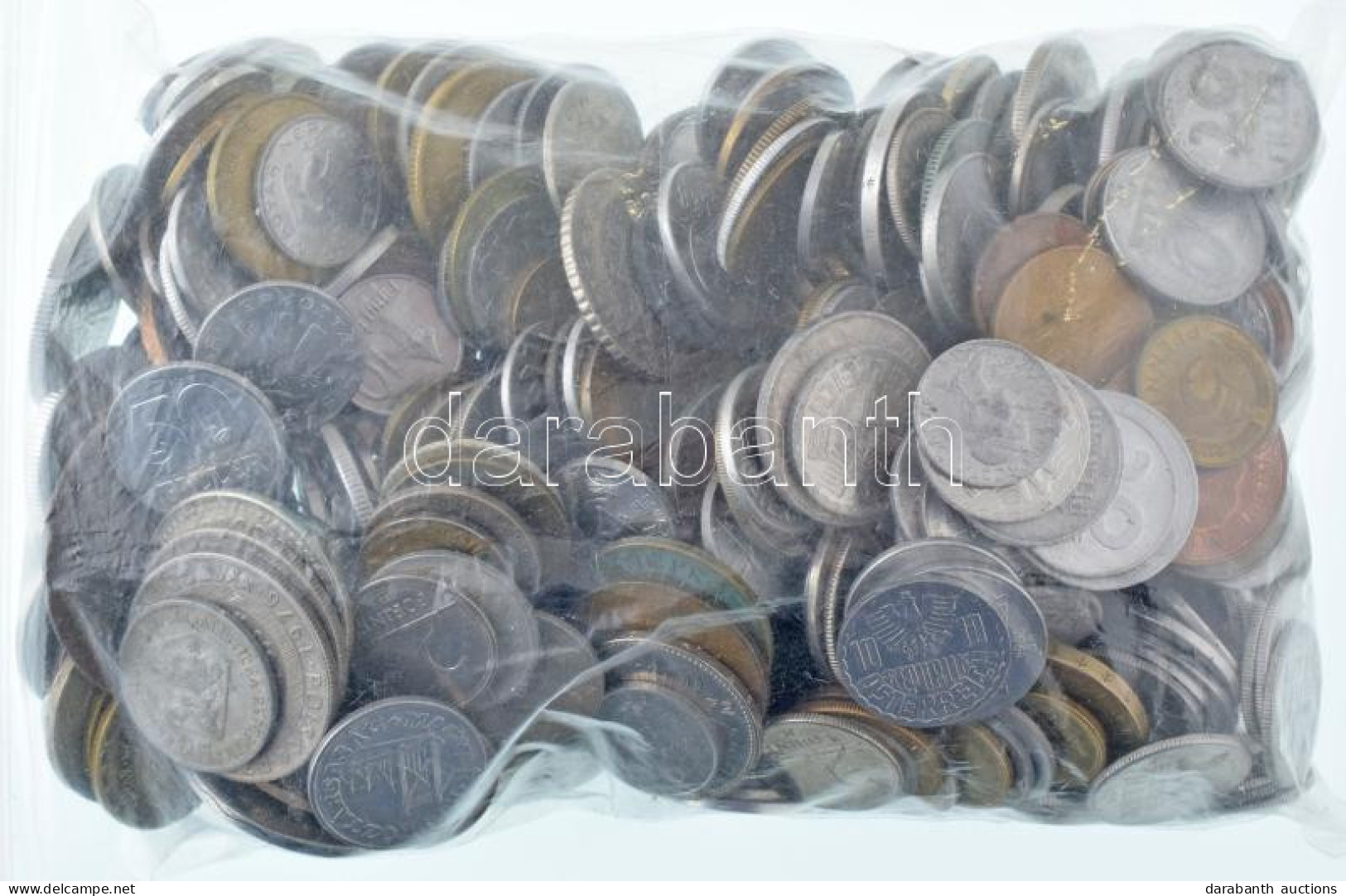 Vegyes, Magyar és Külföldi érmetétel Mintegy ~1kg Súlyban, T:vegyes Mixed, Hungarian And Foreign Coin Lot (~1kg) C:mixed - Unclassified