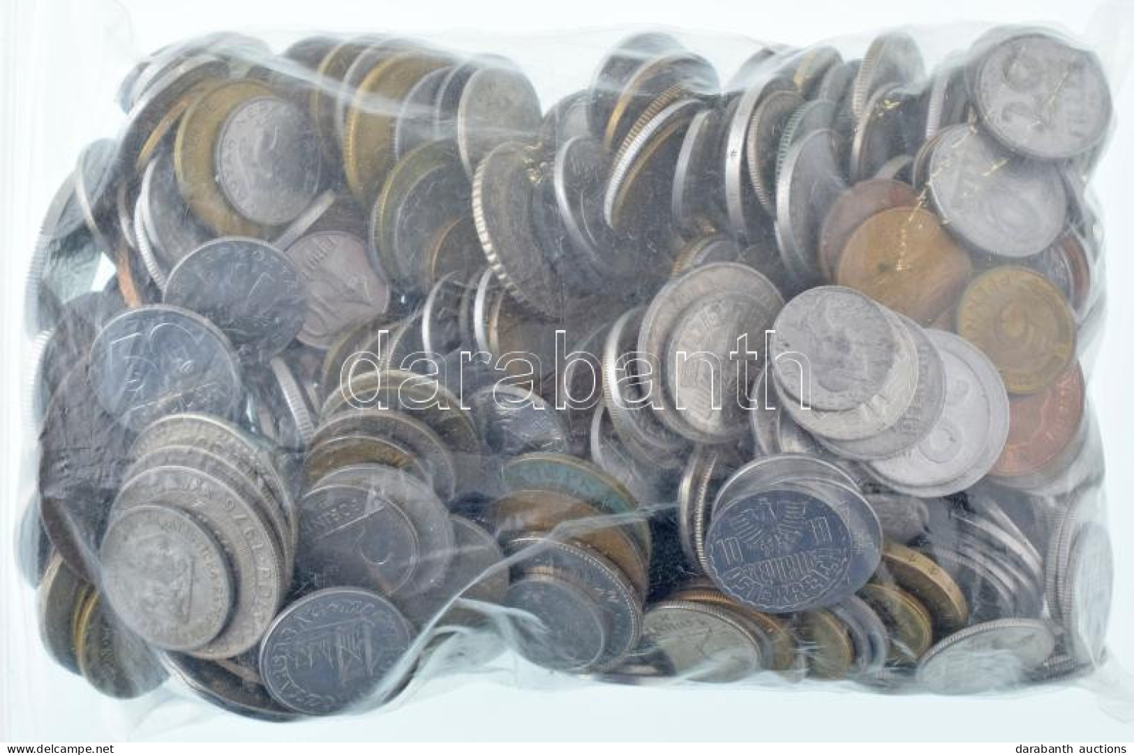 Vegyes, Magyar és Külföldi érmetétel Mintegy ~1kg Súlyban, T:vegyes Mixed, Hungarian And Foreign Coin Lot (~1kg) C:mixed - Non Classés