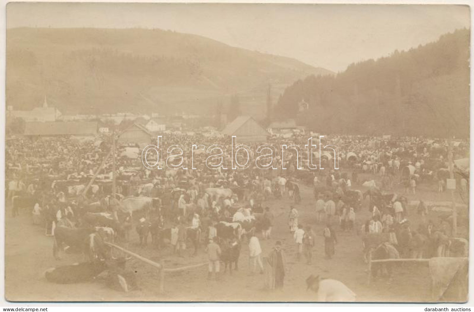 * T2/T3 Ismeretlen Erdélyi (?) Település, állatvásár, Piac / Transylvanian Folklore, Cattle Market. Photo (EK) - Non Classés