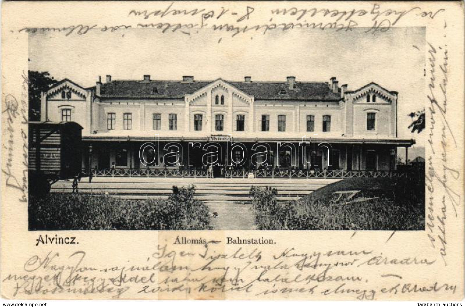 T4 1905 Alvinc, Vintu De Jos; Vasútállomás, MÁV Vagon / Bahnstation / Railway Station, Wagon (r) - Ohne Zuordnung