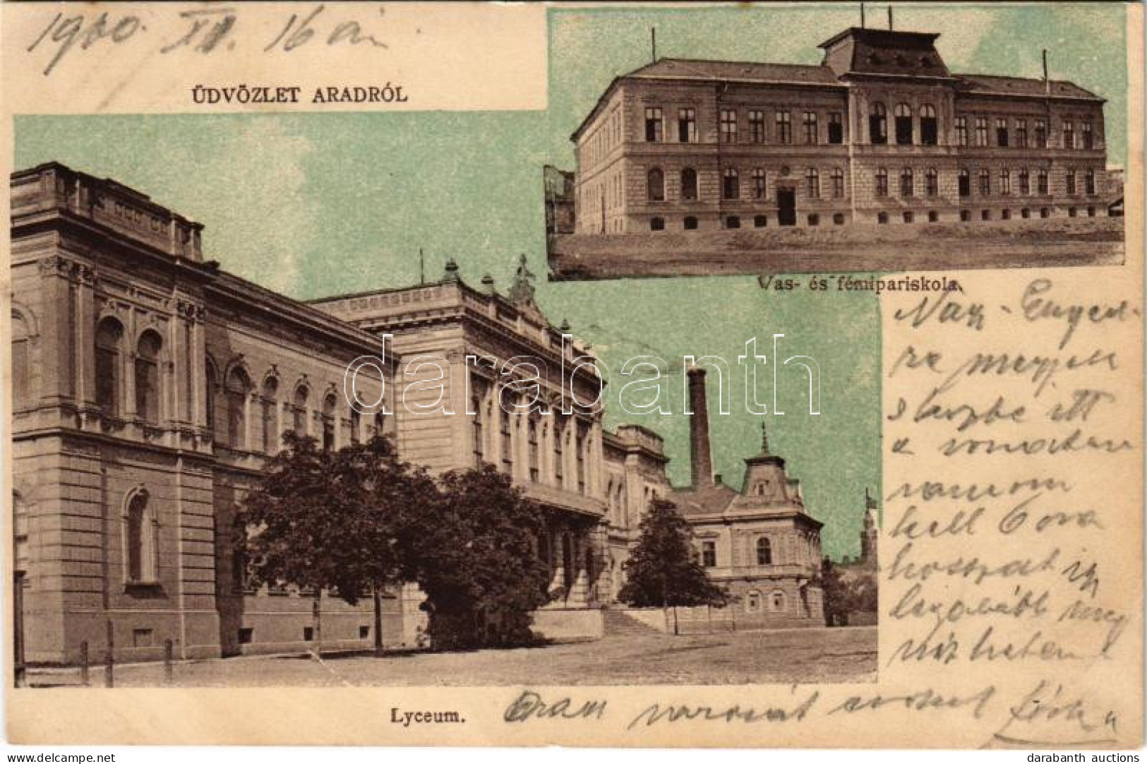 T4 1900 Arad, Lyceum, Vas- és Fémipar Iskola. Lengyel L. Kiadása / Schools (vágott / Cut) - Unclassified