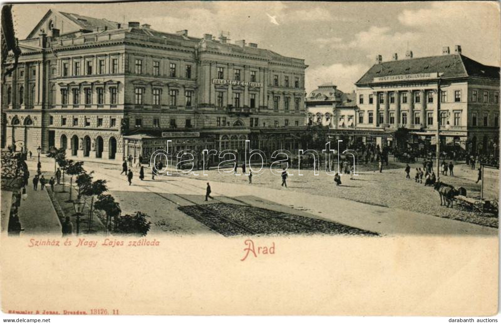 * T4 Arad, Andrássy Tér, Színház, Múzeum, Michl Színházi Sörcsarnoka, Nagy Lajos Szállodája A Fehér Kereszthez, Kávéház, - Ohne Zuordnung