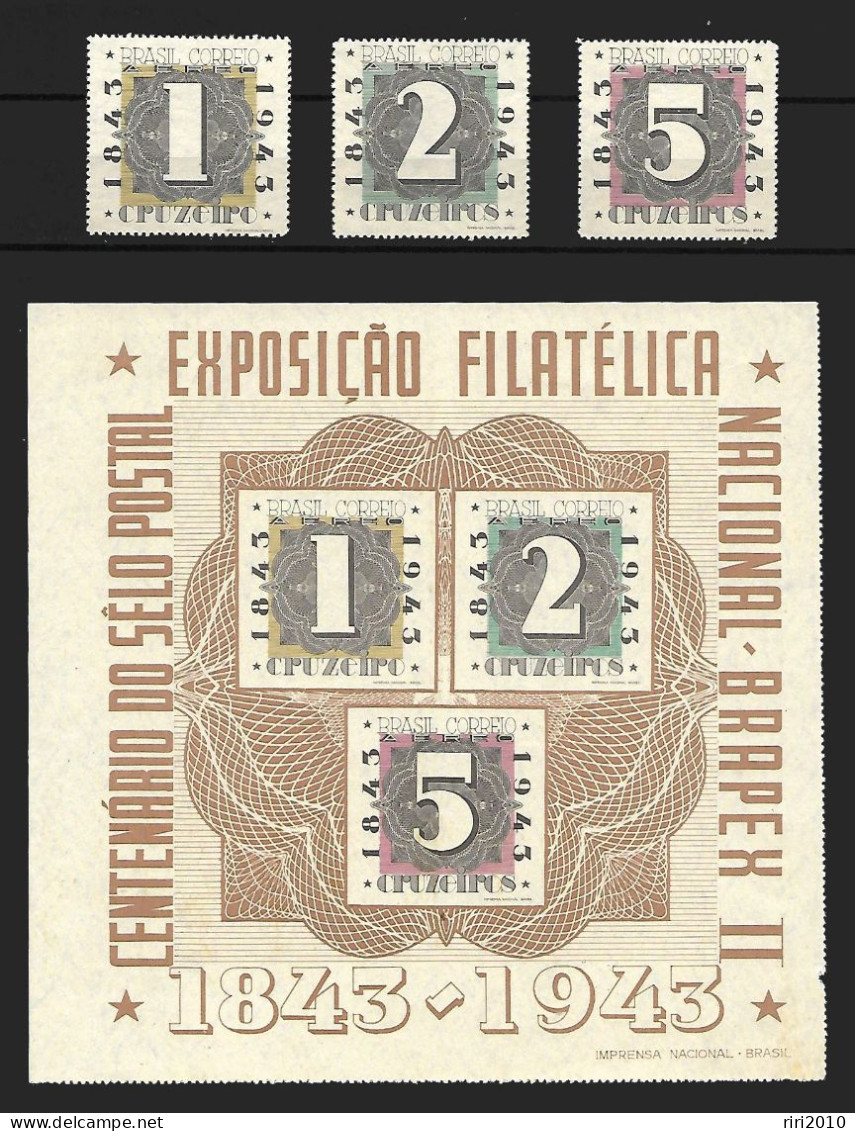 Brésil - Centenaire Du Timbre Postal - Exposition Philatélique Brapex II - Blocks & Sheetlets