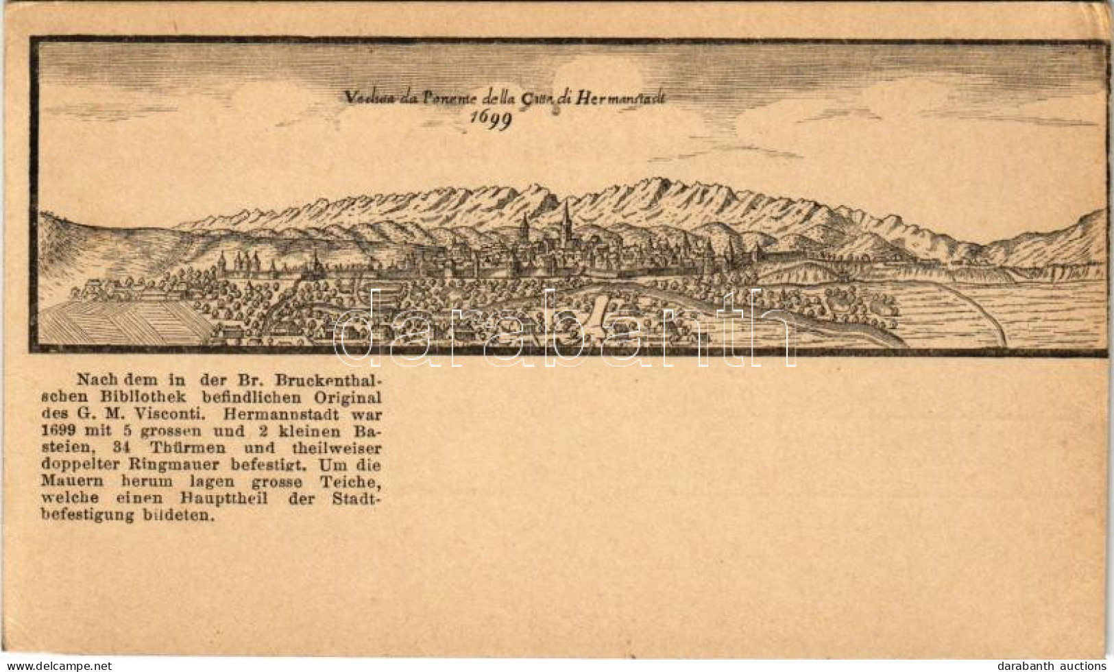 ** T2/T3 Nagyszeben, Hermannstadt, Sibiu; Nagyszeben Anno 1699. Nach Dem In Der Br. Bruckenthalschen Bibliothek Befindli - Non Classés