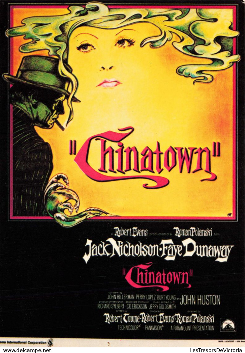 PUBLICITE - Film - Chinatown - Jack Nicholson - Faye Dunaway - Carte Postale Ancienne - Publicidad