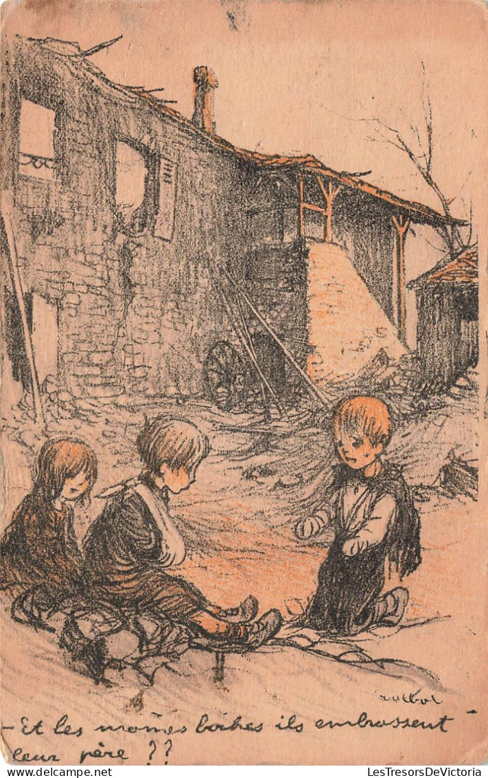ENFANTS - Dessins D'enfants - Enfants Blessés - Carte Postale Ancienne - Kinder-Zeichnungen
