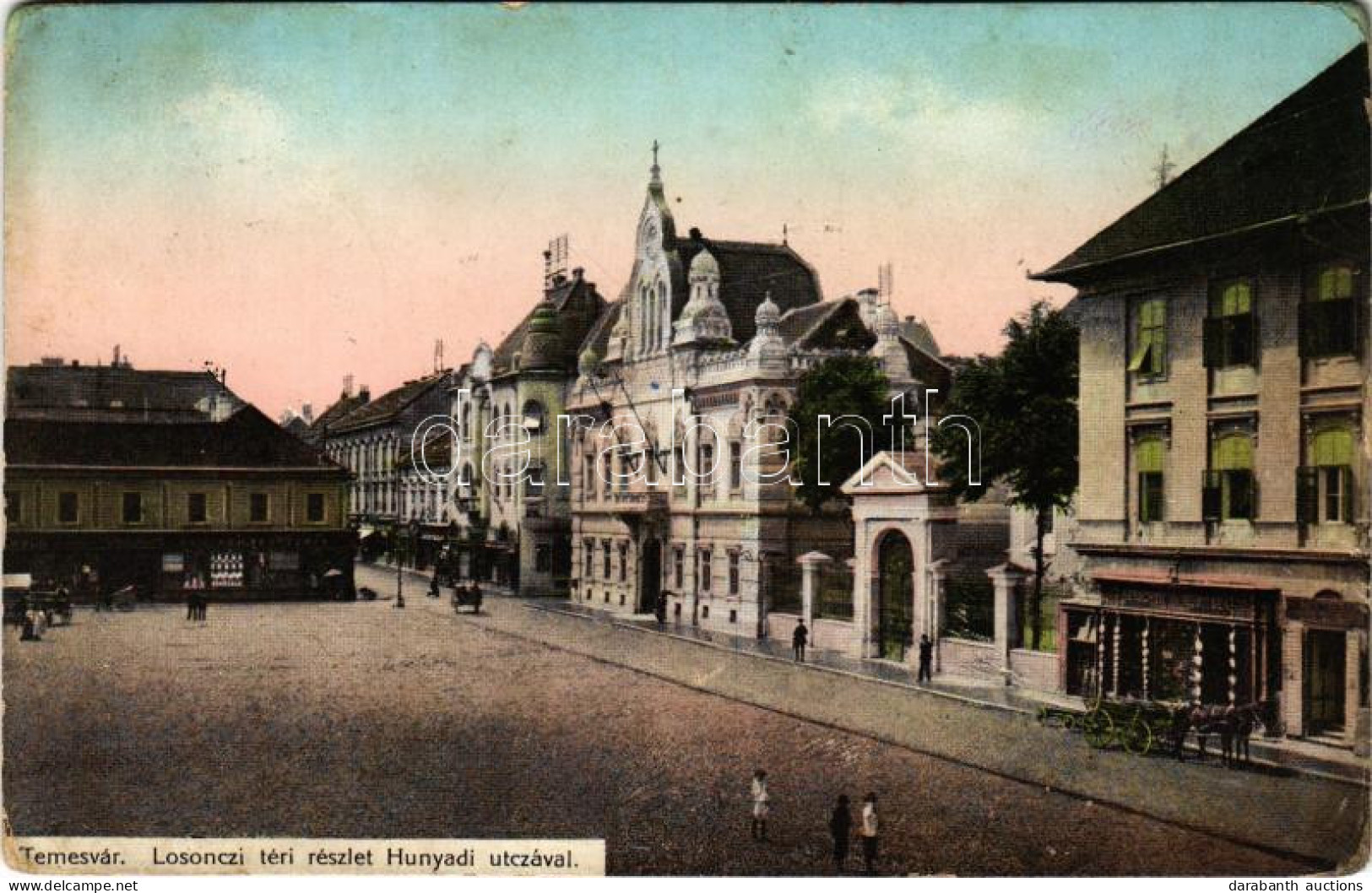T3 1913 Temesvár, Timisoara; Losonczi Tér, Hunyadi Utca, Deutsch Testvérek, Kerschek és Kubitsek üzlete / Square, Street - Zonder Classificatie