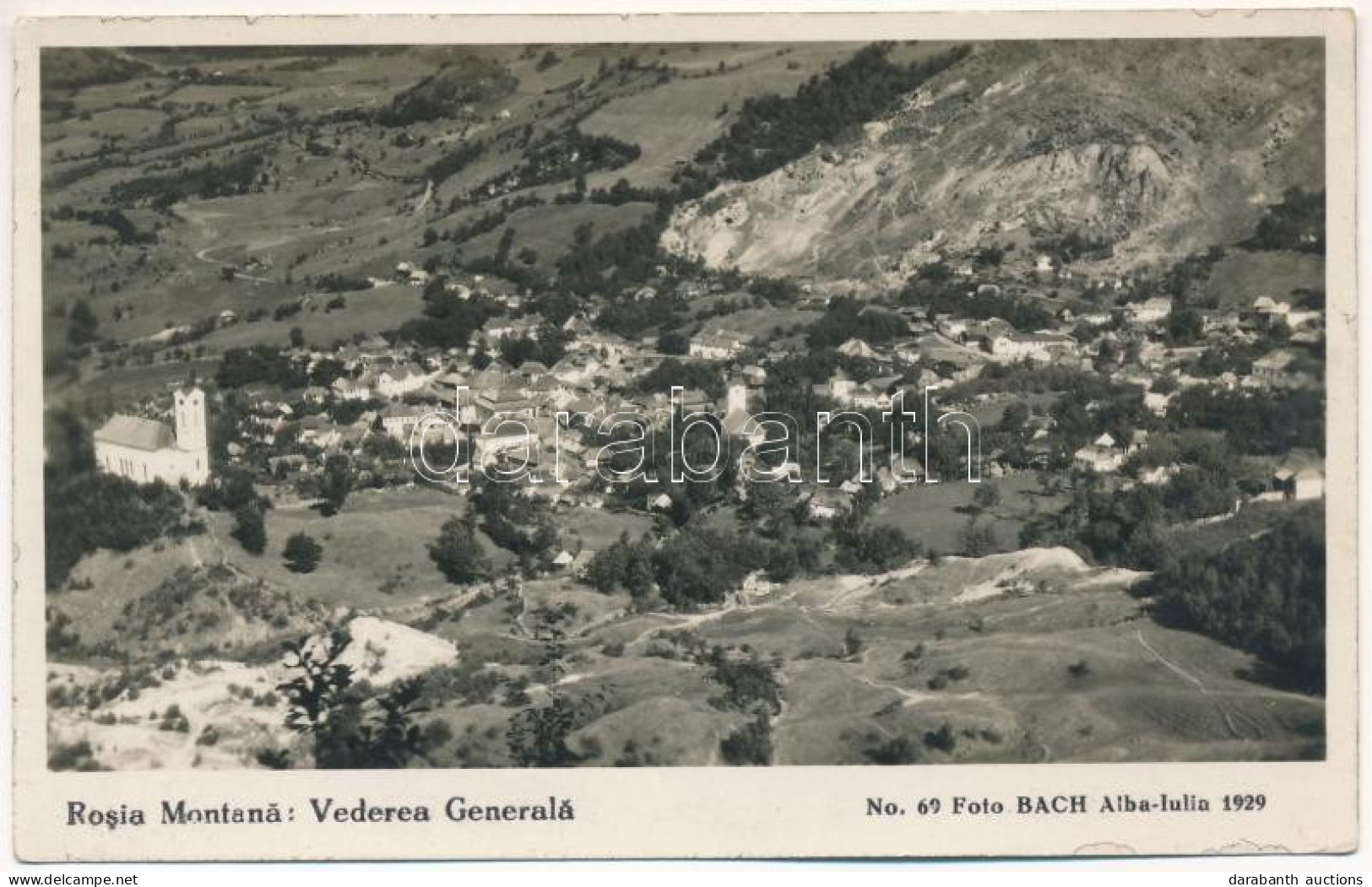 * T2/T3 Verespatak, Rosia Montana; Vederea Generala / Látkép / General View. Foto Bach (Alba-Iulia) No. 69. 1929. - Non Classés