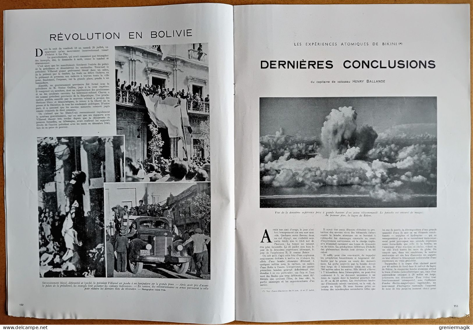 France Illustration N°46 17/08/1946 Bikini/Révolution Bolivie/Australie/Bataille De Falaise/Tour Eiffel/Frances Cabrini - Informaciones Generales