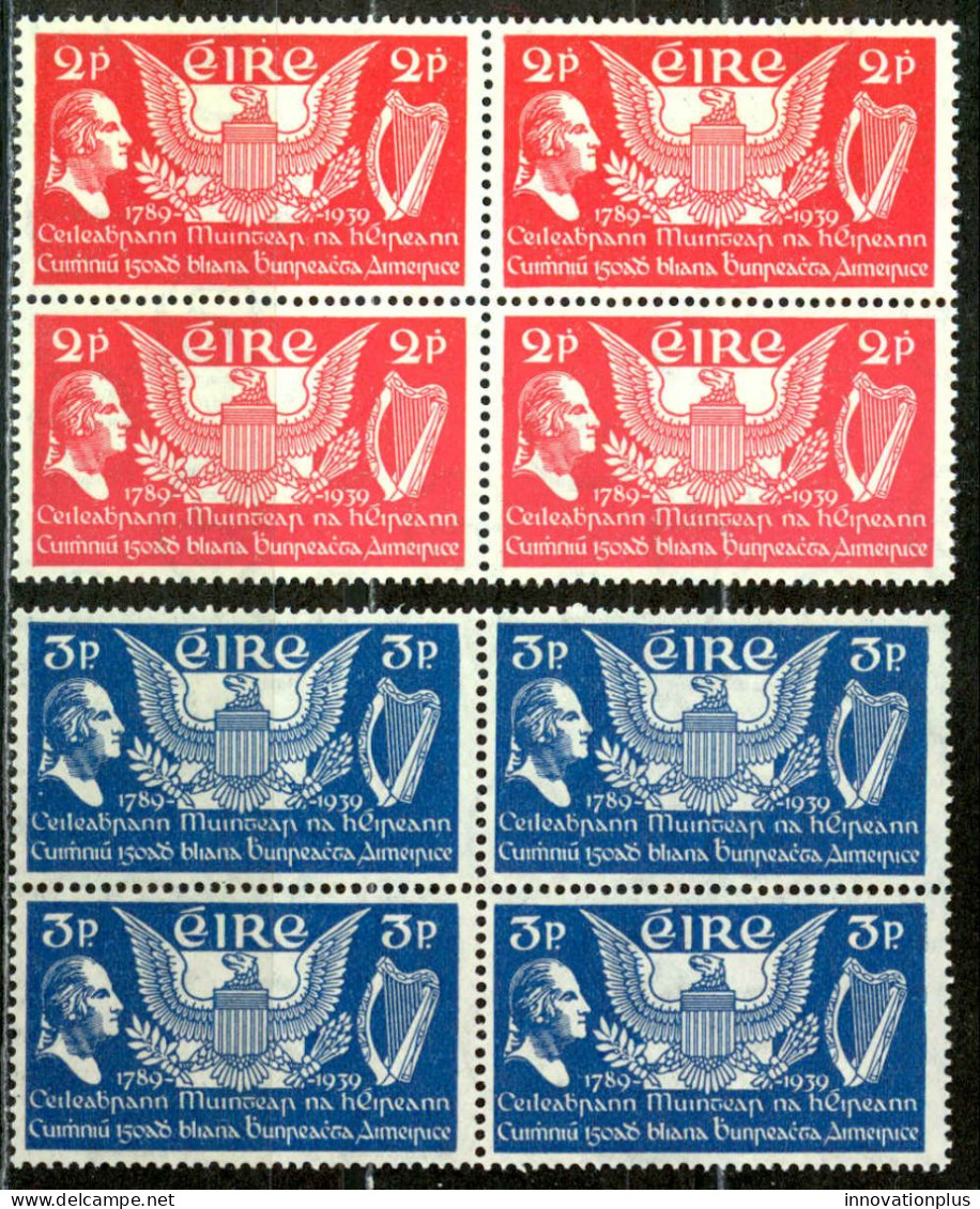 Ireland Sc# 103-104 MNH Block/4 1939 US Constitution 150th - Nuovi