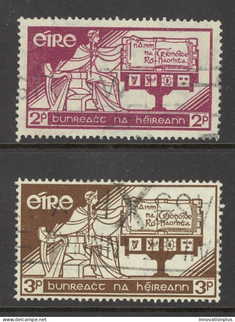 Ireland Sc# 99-100 Used (a) 1937 Allegory Of Ireland And Constitution - Usati