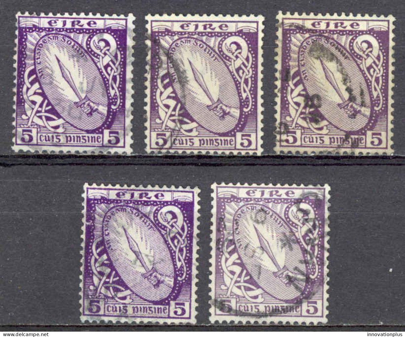 Ireland Sc# 72 Used Lot/5 1922-1923 5p Sword Of Light - Used Stamps