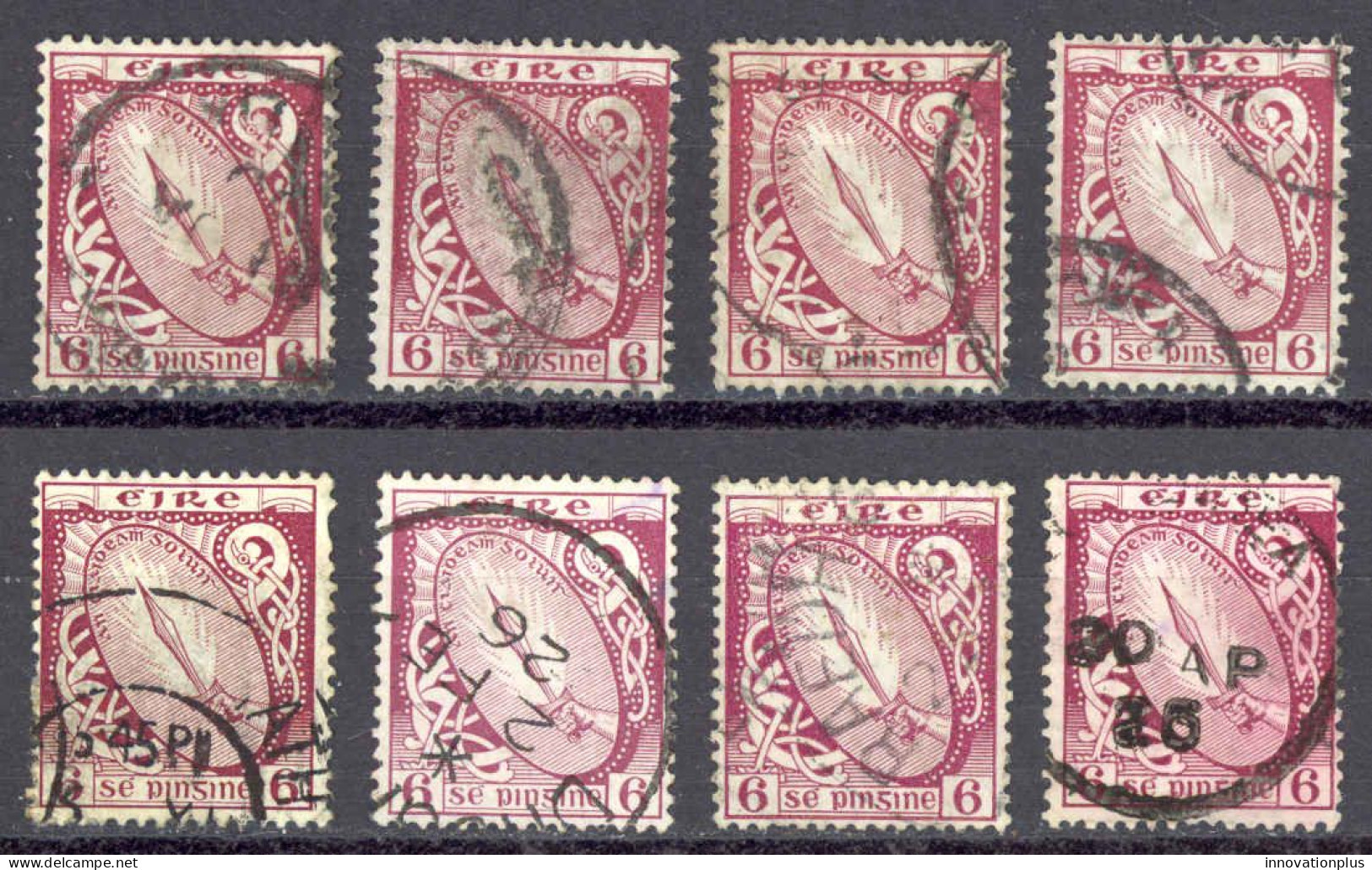 Ireland Sc# 73 Used Lot/8 1922-1923 6p Sword Of Light - Used Stamps