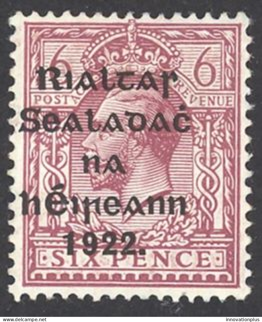 Ireland Sc# 31 MH (a) 14½X16mm 1922 6p Alex. Thom Overprint - Unused Stamps