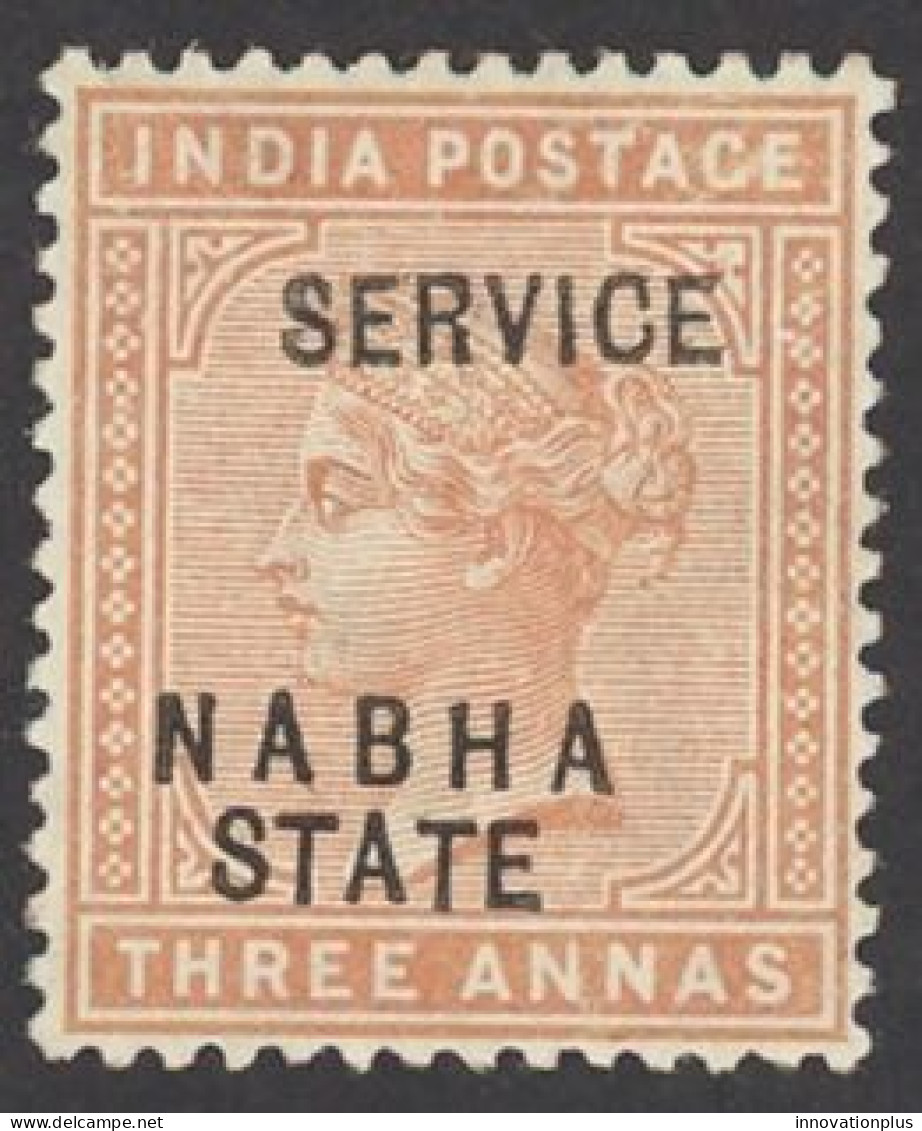 India Nabha Sc# O9 MH 1885-1897 3a Overprint Queen Victoria Official - Nabha