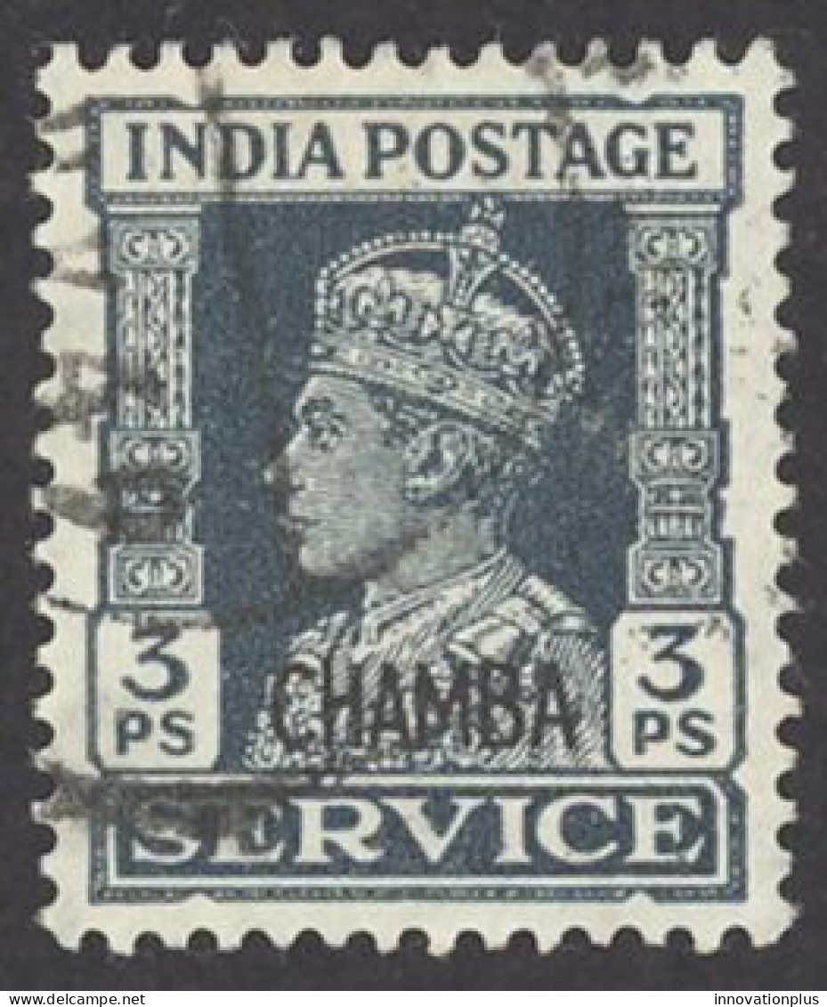 India Chamba Sc# 89 Used 1942-1944 3p Overprint King George VI - Chamba