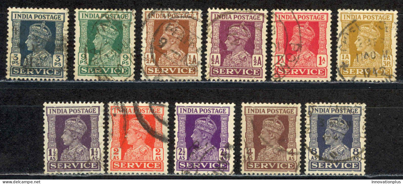 India Sc# O105-O112 Used 1939-1943 KGVI Officials - Timbres De Service