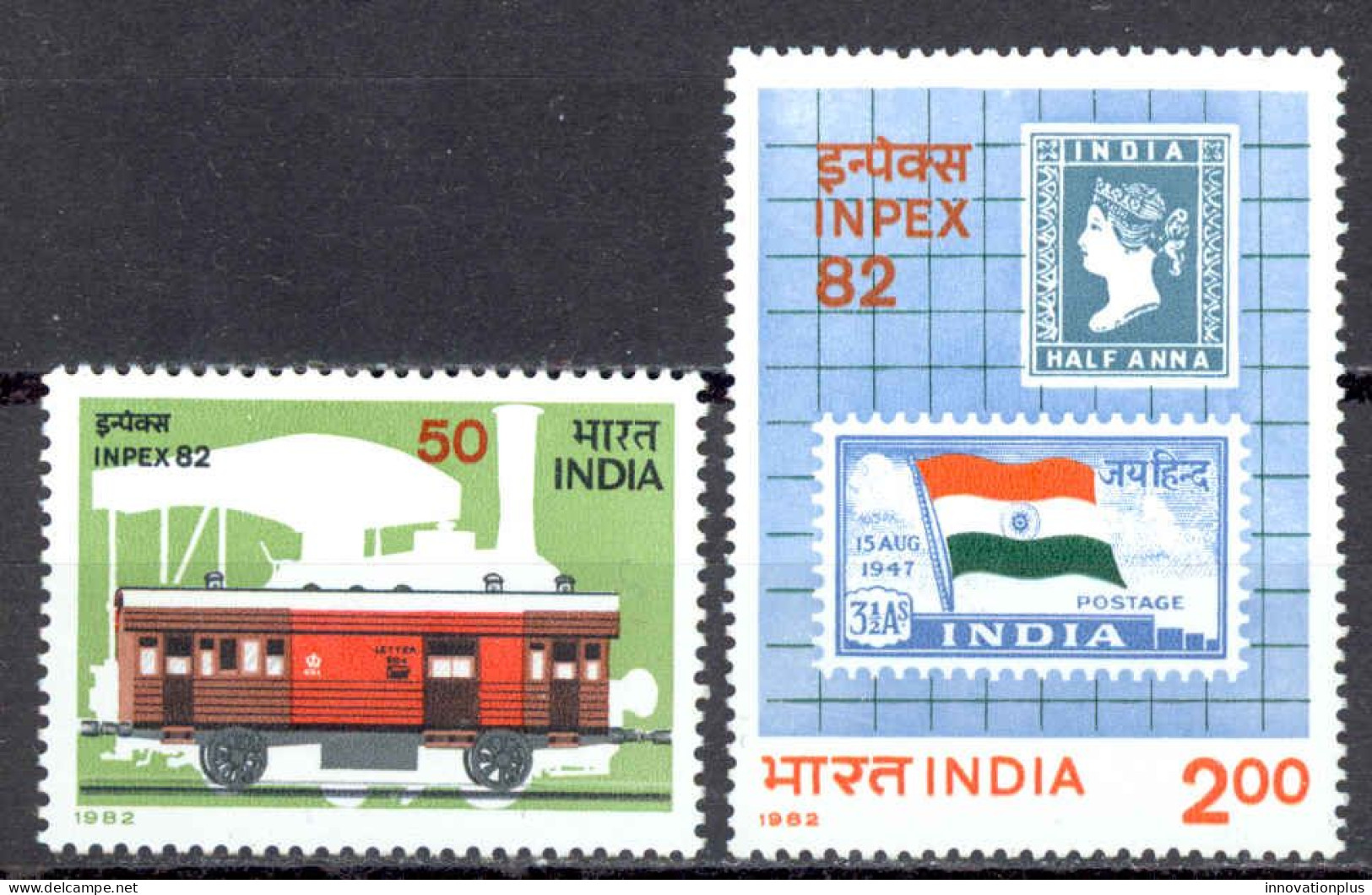 India Sc# 1005-1006 MNH 1982 INPEX '82 - Neufs