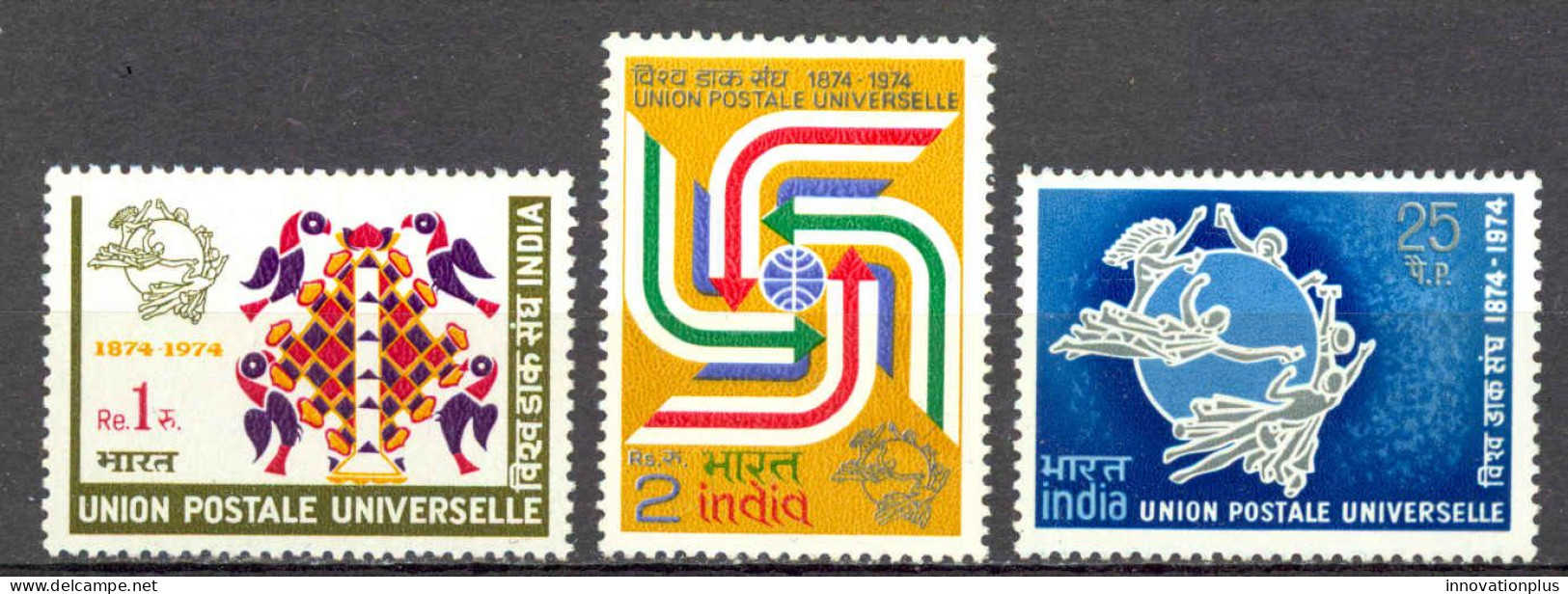 India Sc# 634-636 MH 1974 UPU 100th - Ungebraucht