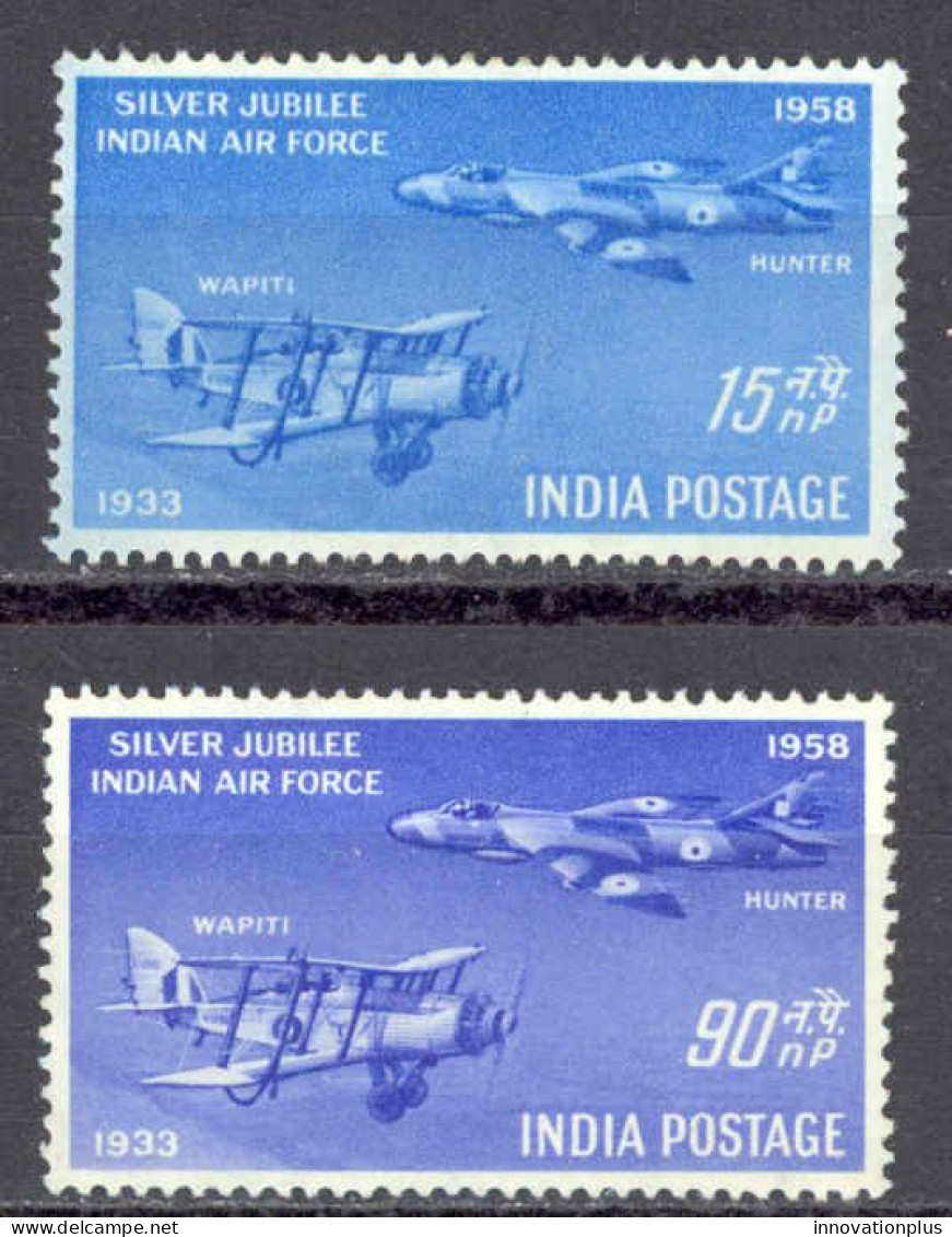 India Sc# 300-301 MH 1958 Air Force 25th - Unused Stamps