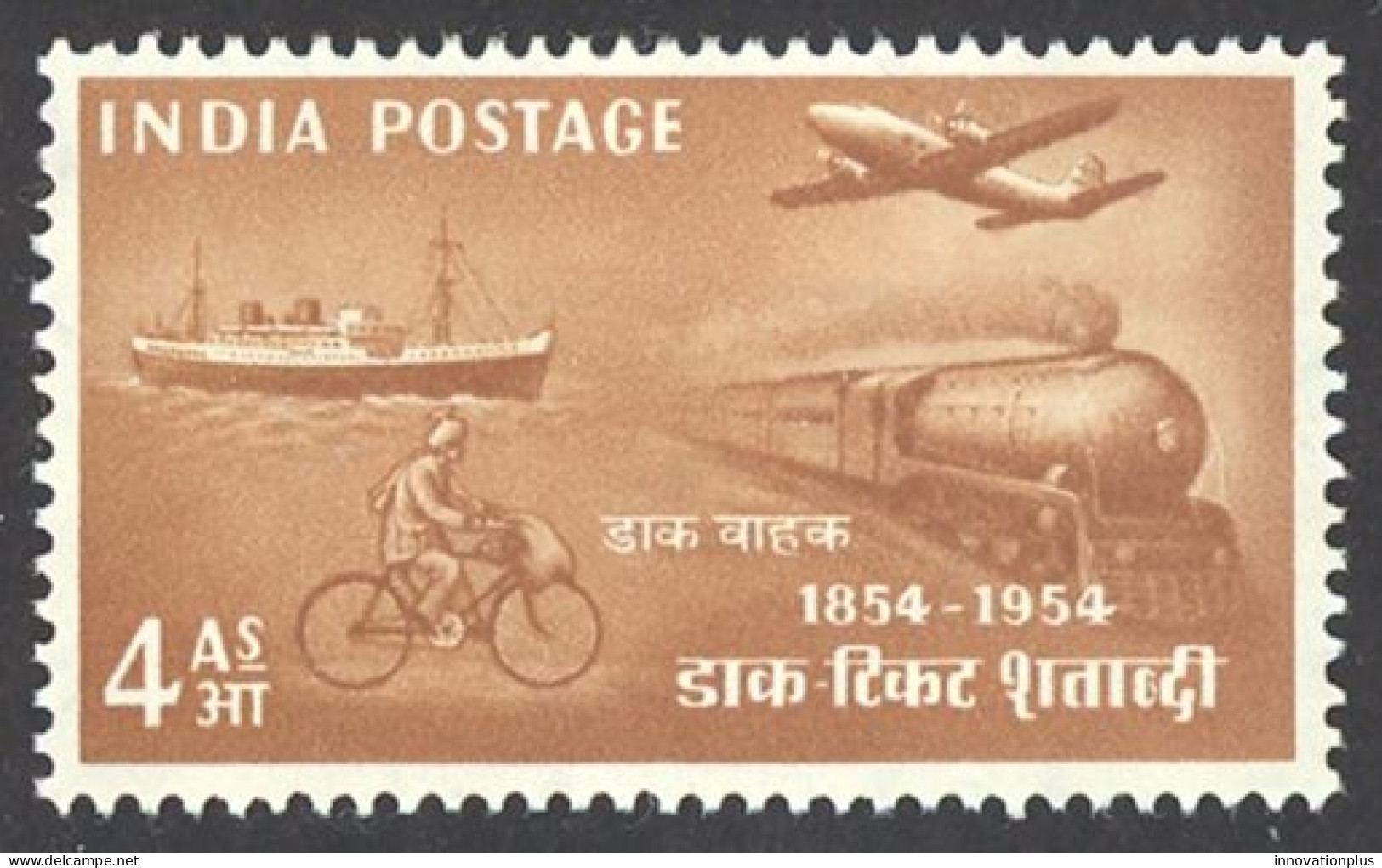 India Sc# 250 MH 1954 4a Mail Transport - Nuovi