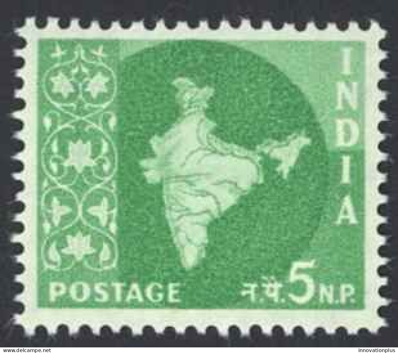 India Sc# 278 MNH 1957-1958 5np Emerald Map Of India - Neufs